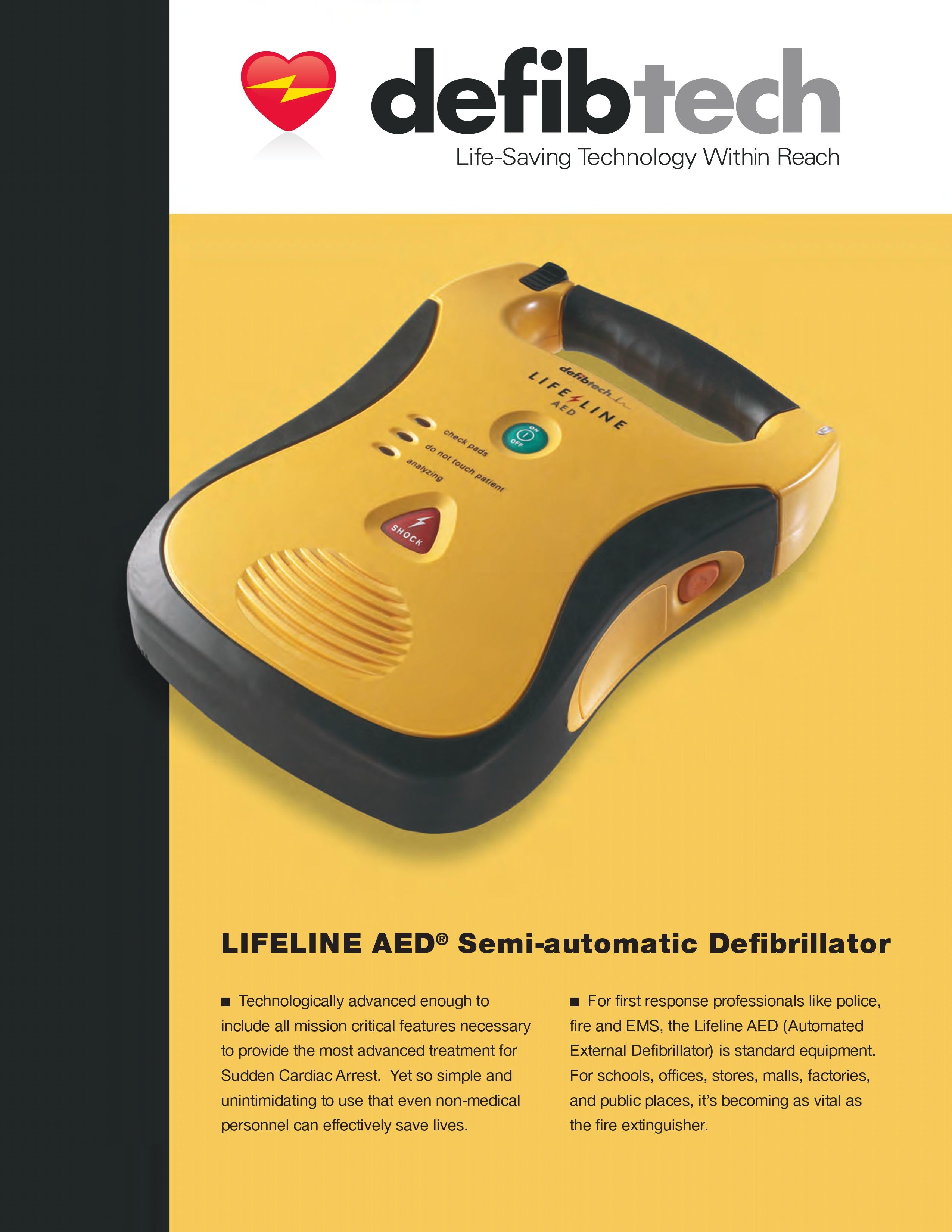 Defibtech Lifeline AED, Recertified Series Model DDU100A/ DCF-A120