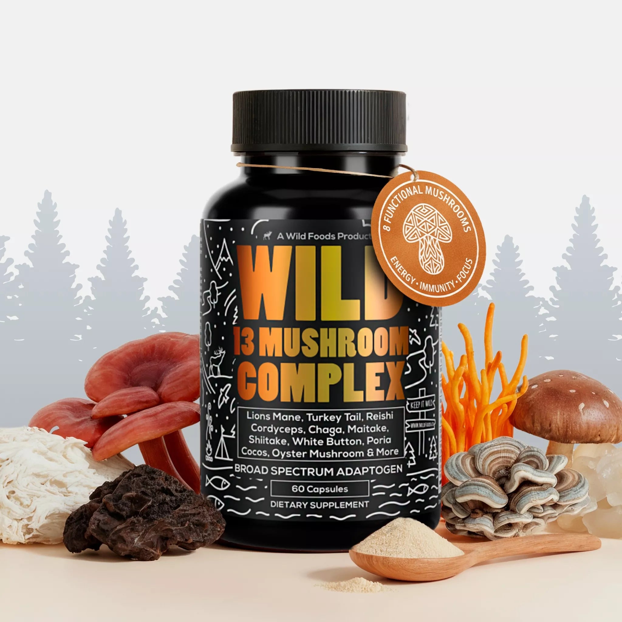 13 Mushroom Complex, 30 servings - Immunity and Longevity Support by Wild Foods