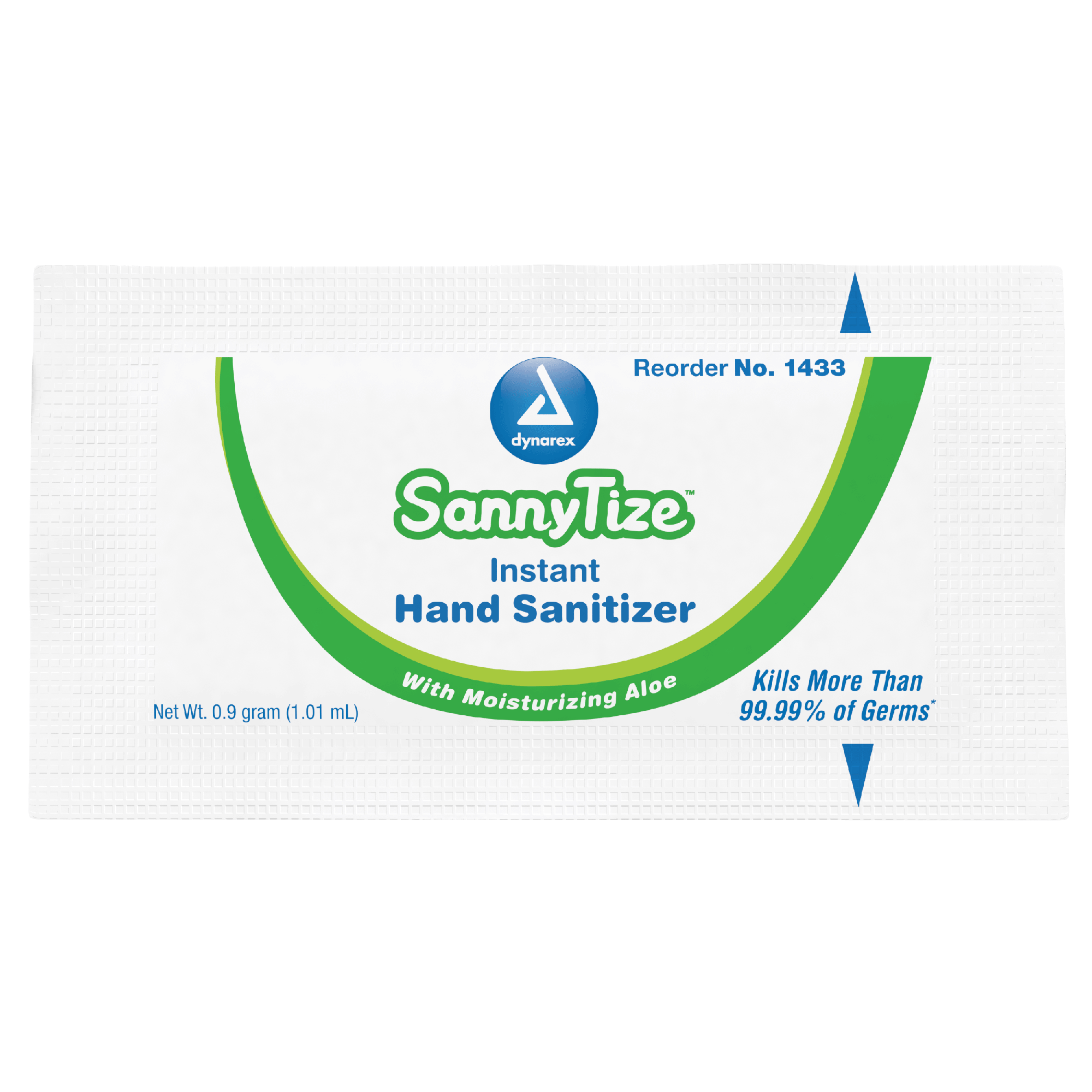 Dynarex SannyTize Instant Hand Sanitizer, 0.9 g Packet, 144ea/bx, 12bxs/case (1728 Count)