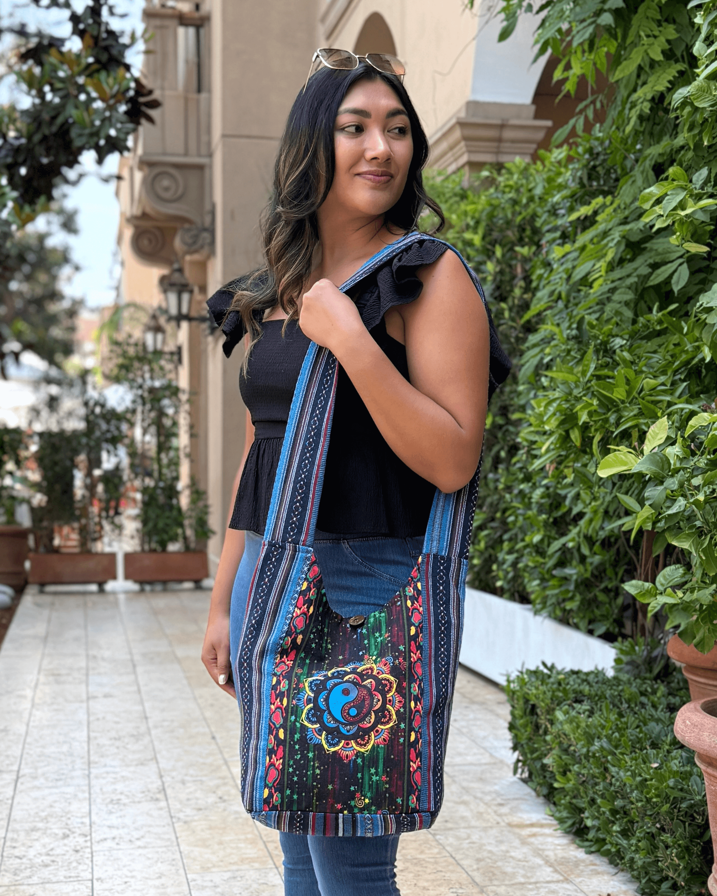 Kathmandu Collection Yin Yang Print Hobo Bag by Jupiter Gear