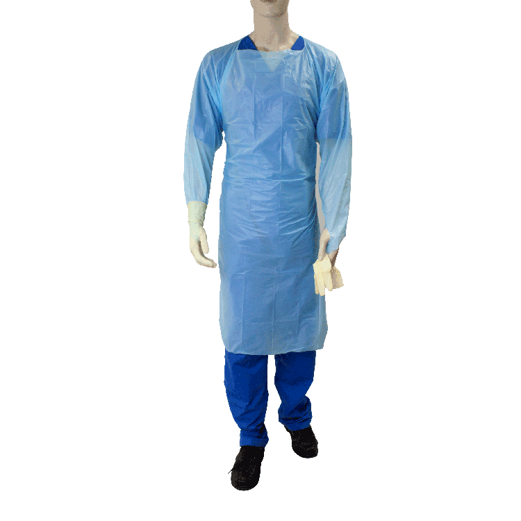 Dynarex CPE Thumb Loop Isolation Gown, Blue - 15ea/bx, 5bxs/case (75 Count)