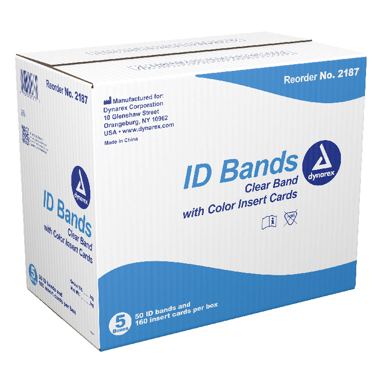 Dynarex ID Bands, Clear Band w/ Color Card Insert - 50ea/bx, 5bxs/cs (250 Count)
