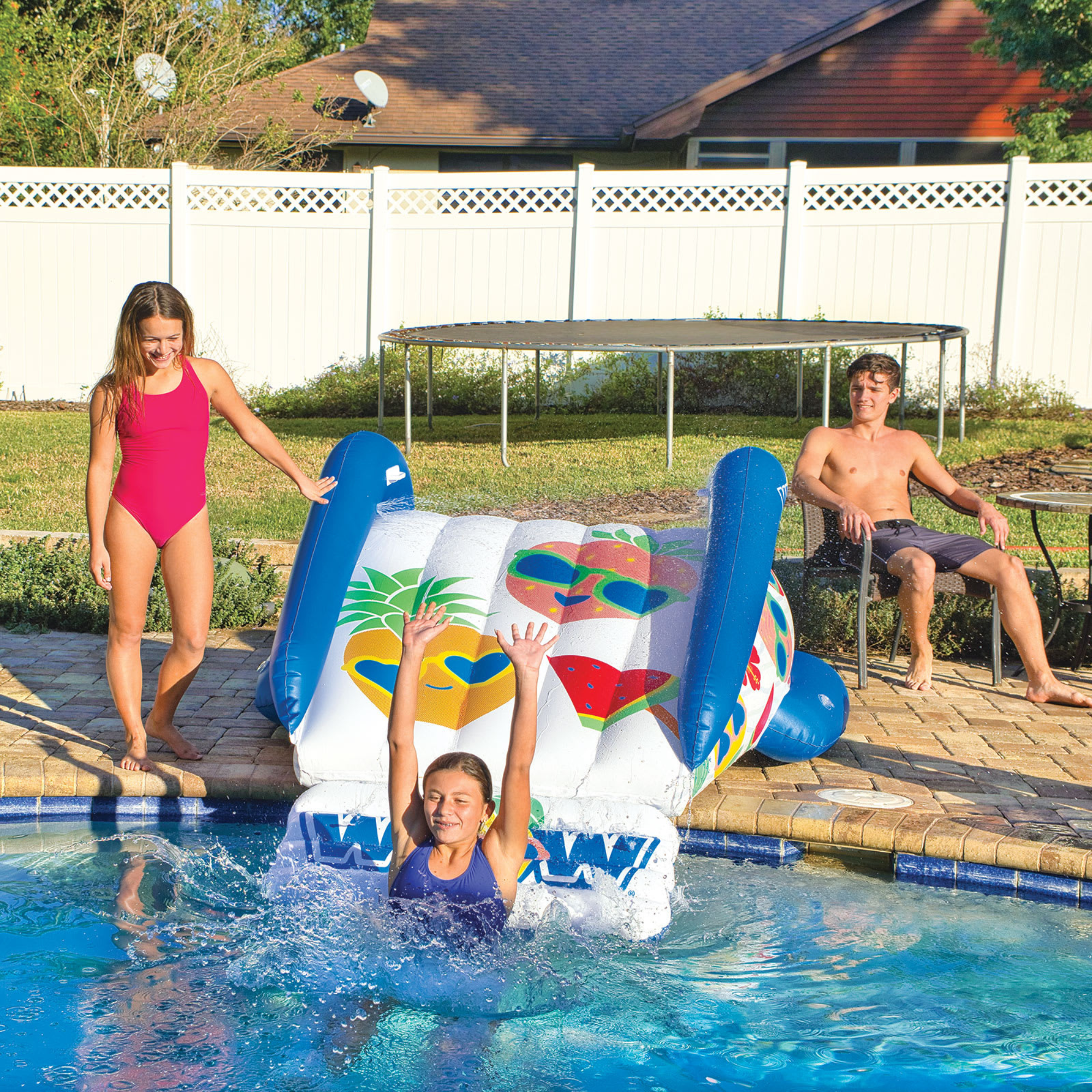 WOW Sports Fruit Fun Soaker Sprinkler Inflatable Slide for In-Ground Pools by Jupiter Gear