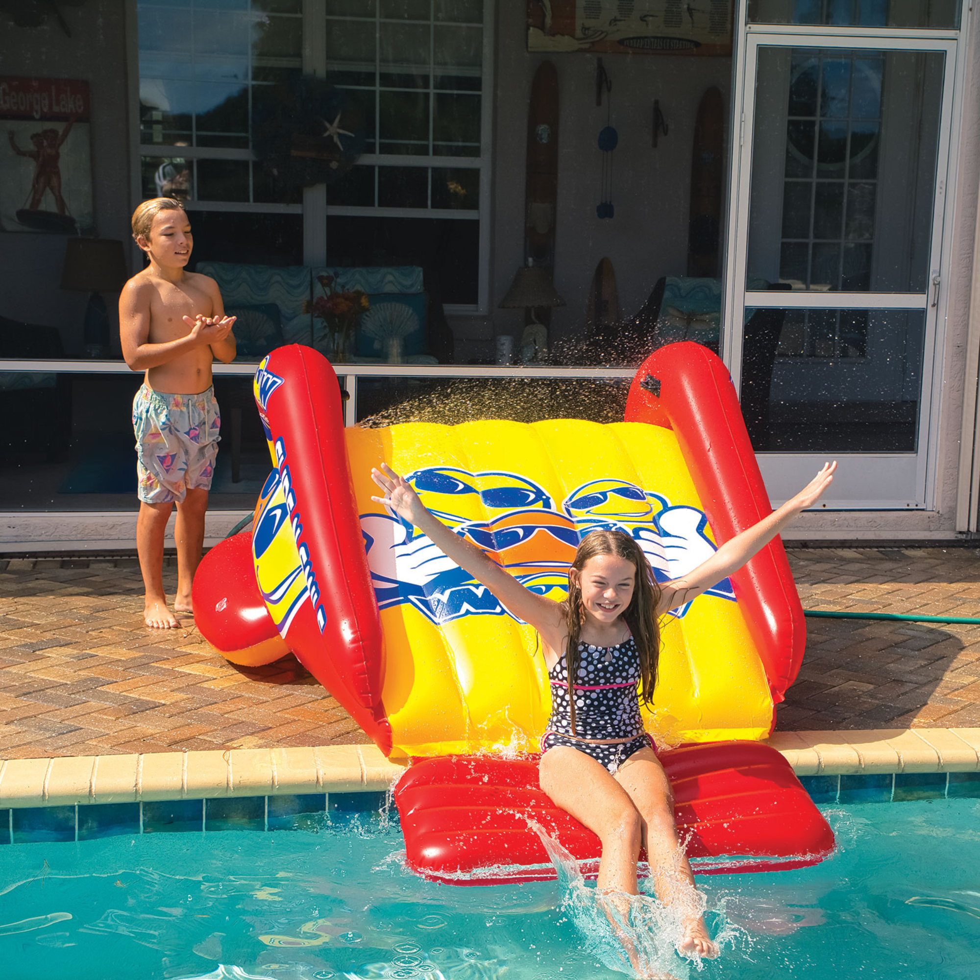 WOW Sports Slide N Smile Inflatable Pool Slide with Sprinklers for Kids and Adults by Jupiter Gear