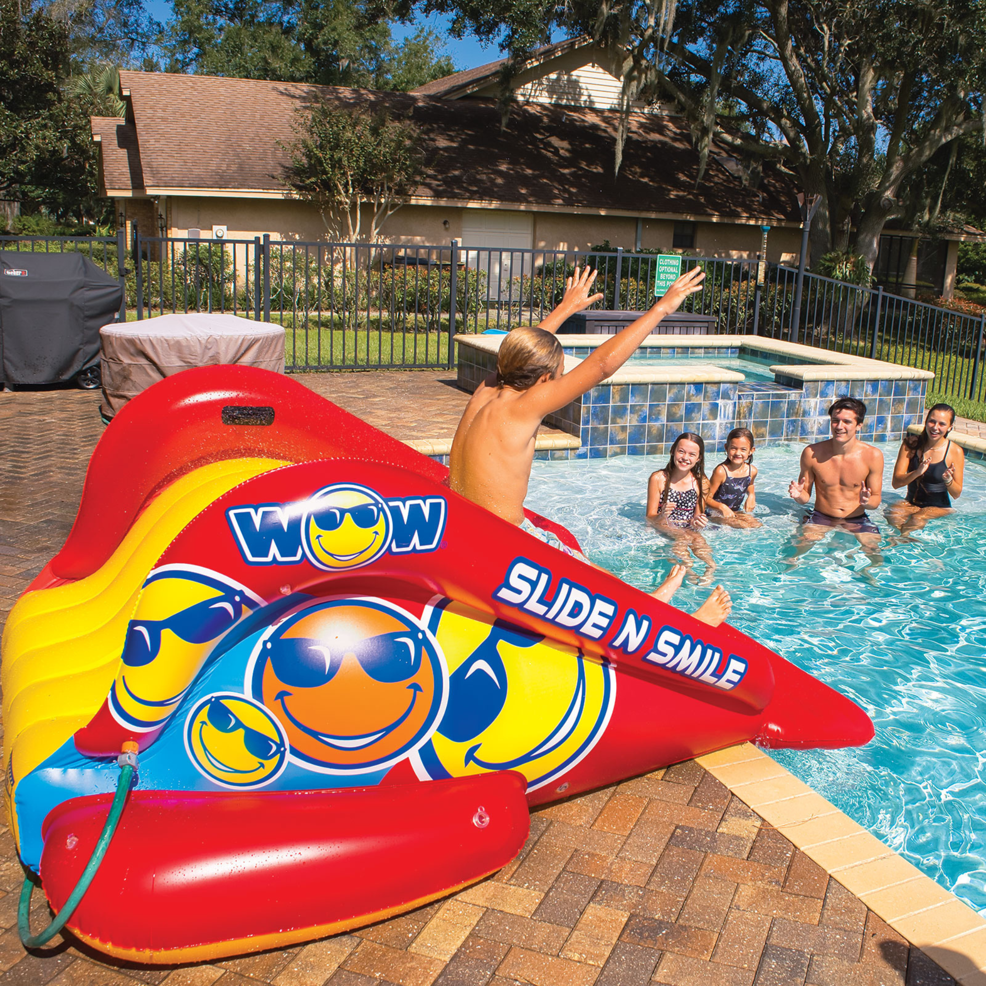 WOW Sports Slide N Smile Inflatable Pool Slide with Sprinklers for Kids and Adults by Jupiter Gear