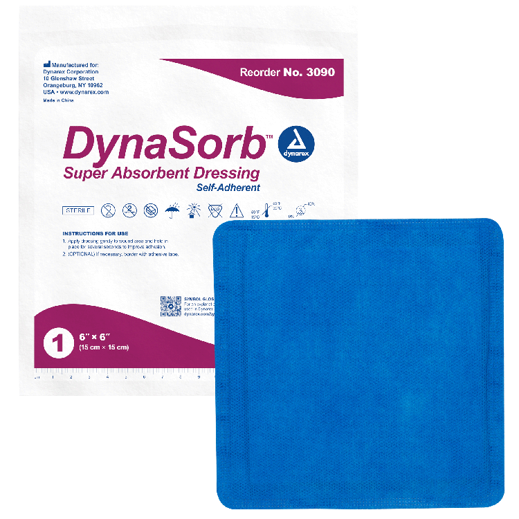 Dynarex DynaSorb - Super Absorbent Dressing, Self-Adhering, 10ea/bx, 12bxs/cs (120 Count)