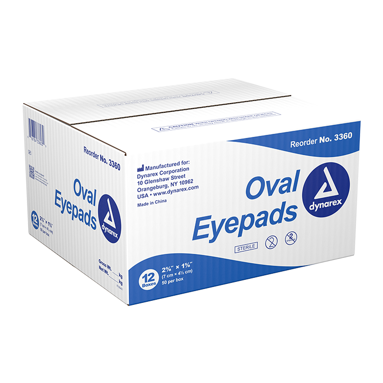 Dynarex Oval Eye Pads - Sterile, 2 5/8" x 1 5/8" 50ea/bx, 12bxs/cs (600 Count)