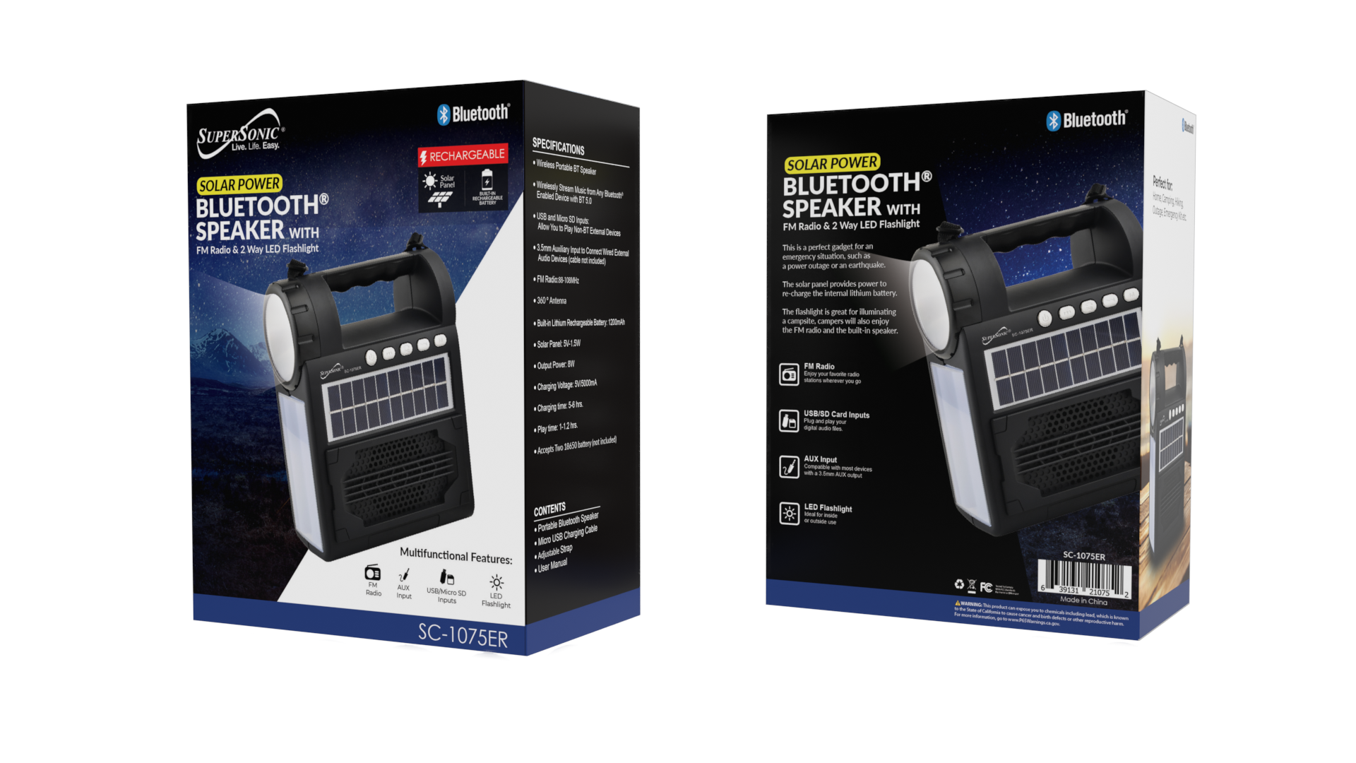 Supersonic Solar Power Speaker with FM Radio / Flashlight / Lantern by Jupiter Gear
