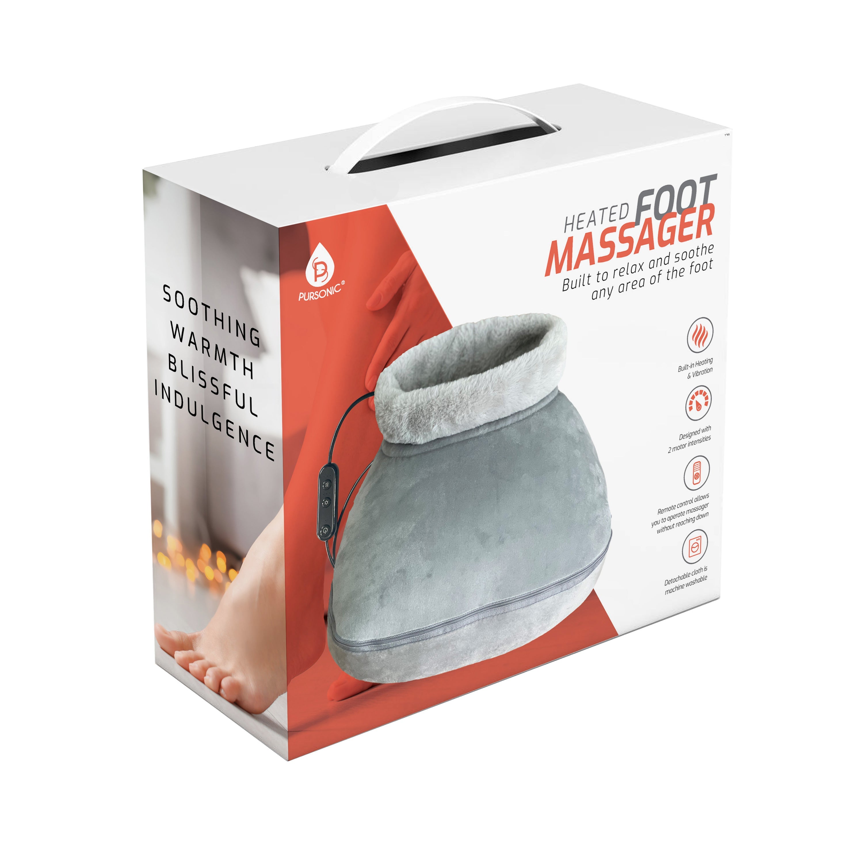 Heated Foot Massager with Remote Control, Folding Design, and Dual Motor Intensities by Pursonic