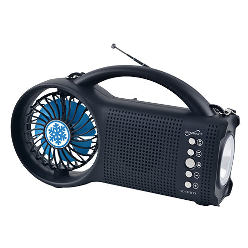 Supersonic Solar Power Bluetooth Speaker with FM Radio / LED Torch Light / Fan by Jupiter Gear