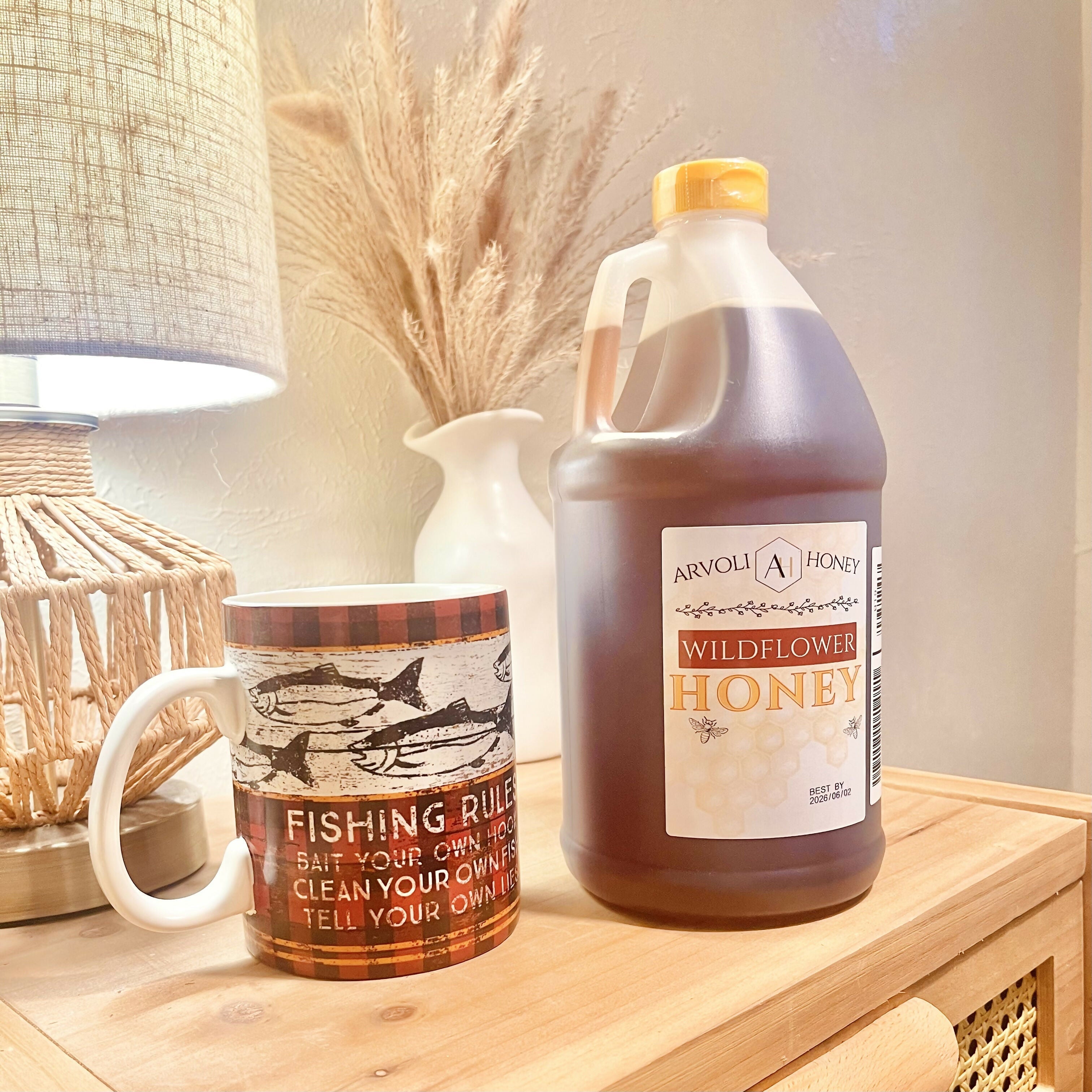 Arvoli Raw & Unfiltered Wildflower Honey - HALF GALLON of HONEY - 6 lb Jug by Farm2Me