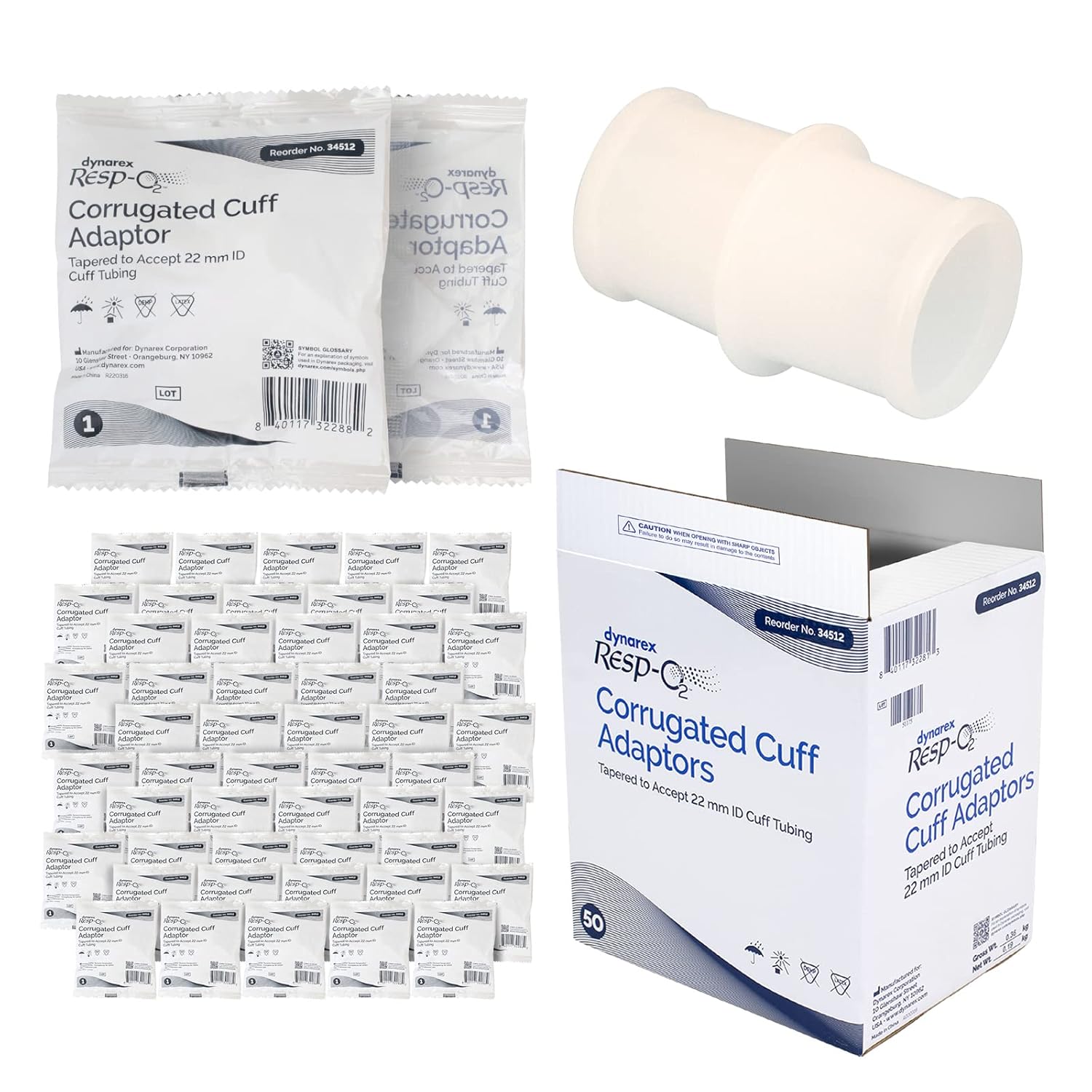 Dynarex Resp-O2™ Adapters & Connectors (50 Count)