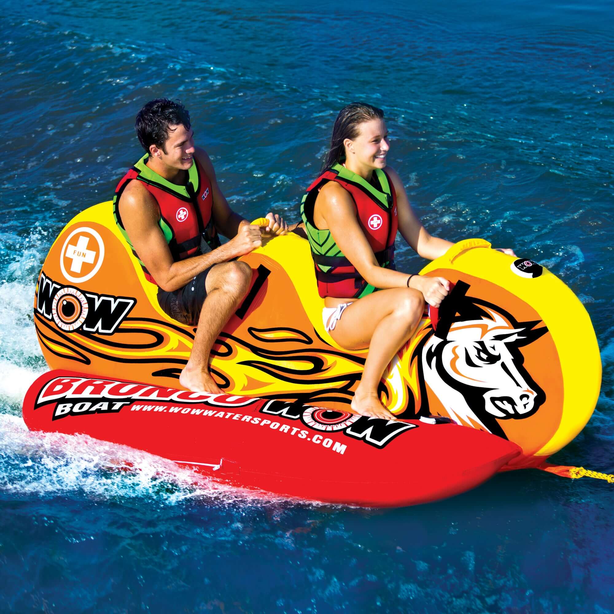 WOW Sports Bronco Boat 2 Person Towable Water Tube For Pool and Lake (14-1050) by Jupiter Gear