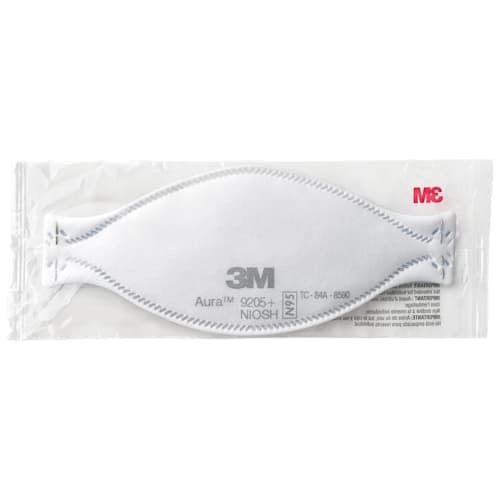 3M 440pcs Aura 9205+ Particulate Respirator N95 Face Mask, Regular Size, Individually wrapped & Flat Fold