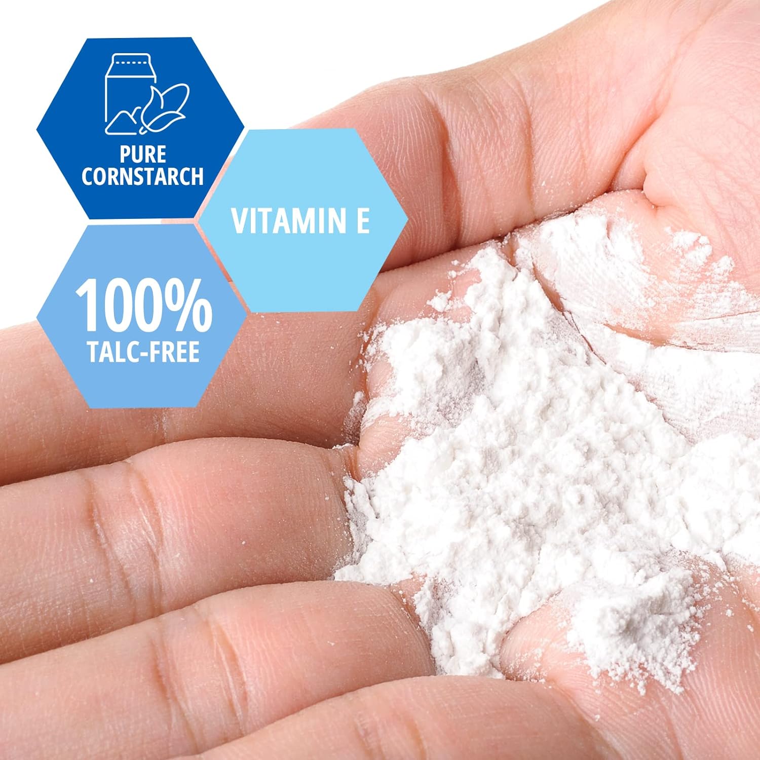 MEDPRIDE Hypoallergenic Talc Free Baby Powder with Seal, Cornstarch Powder with Aloe Vera and Vitamin E - White Bottle - 22 oz, 18/cs.