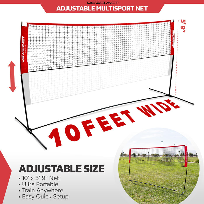 PowerNet Portable 10x3 Ft Net for Tennis Badminton Volleyball Pickellball (1050) by Jupiter Gear