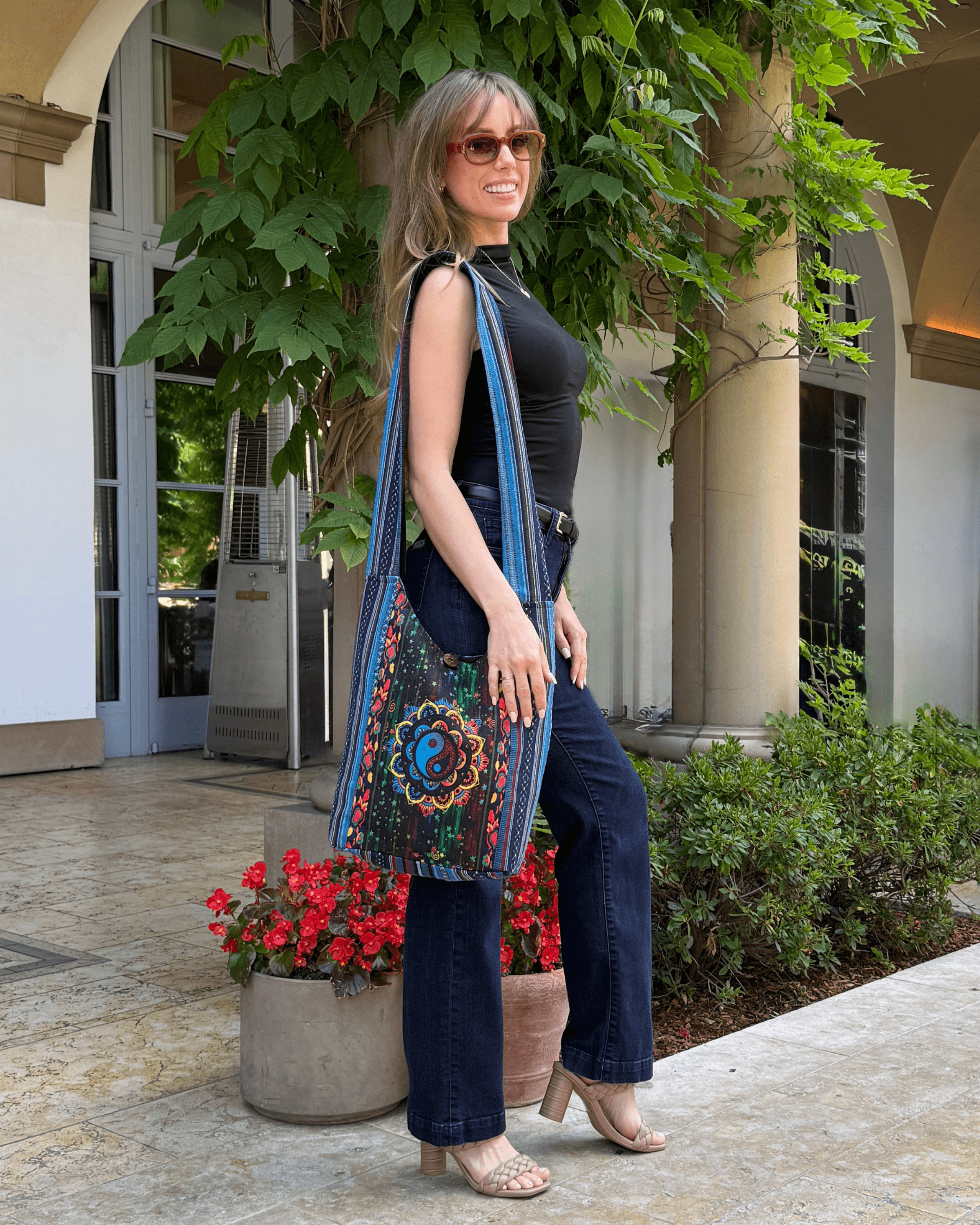 Kathmandu Collection Yin Yang Print Hobo Bag by Jupiter Gear