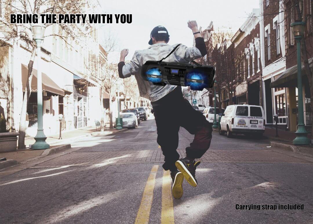 Naxa MP3/CD Bass Reflex Boombox and PA System with Bluetooth by Jupiter Gear