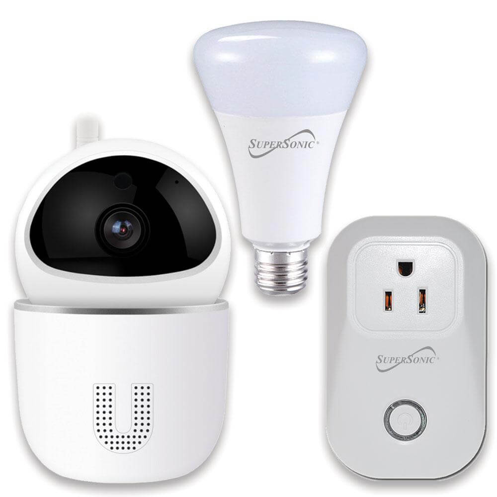 Supersonic 3-Pc. Smart Home Starter Kit with WiFi enabled: HD Camera, Plug, and Bulb by Jupiter Gear