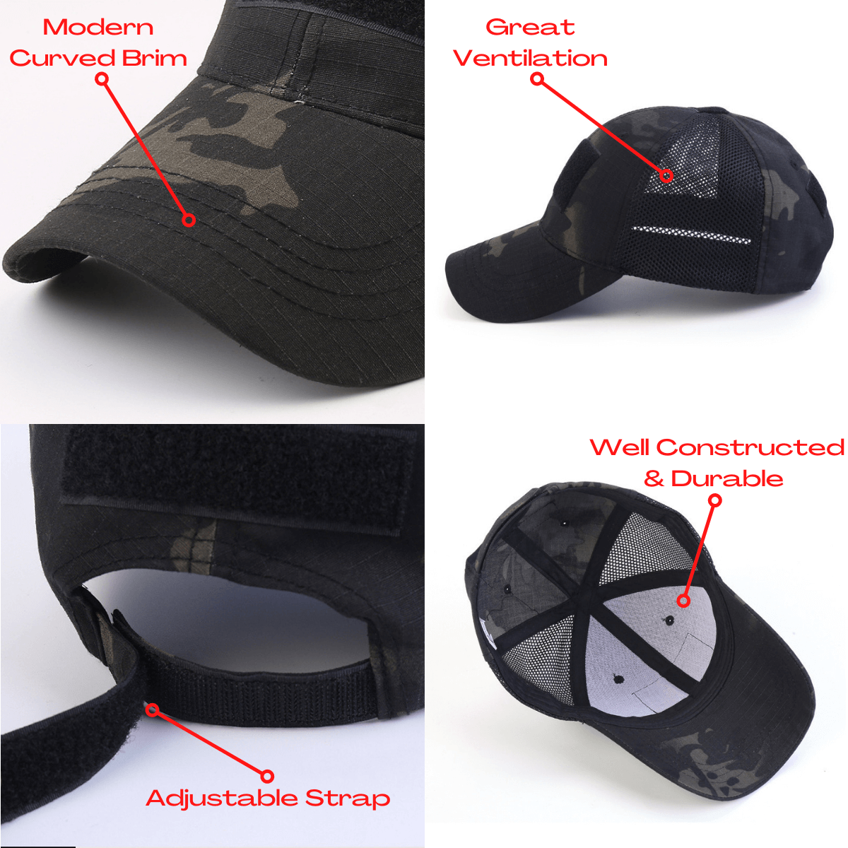 Tactical-Style Patch Hat with Adjustable Strap by Jupiter Gear