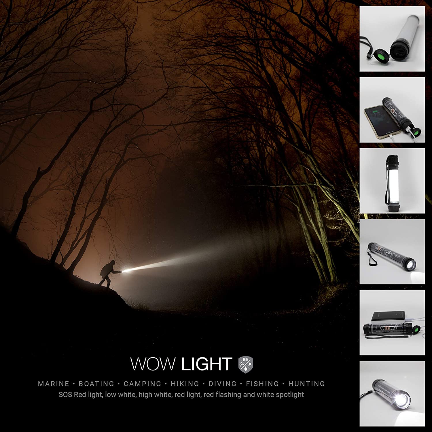 Wow Sports Waterproof Lantern & Flashlight (19-5180/5190) by Jupiter Gear