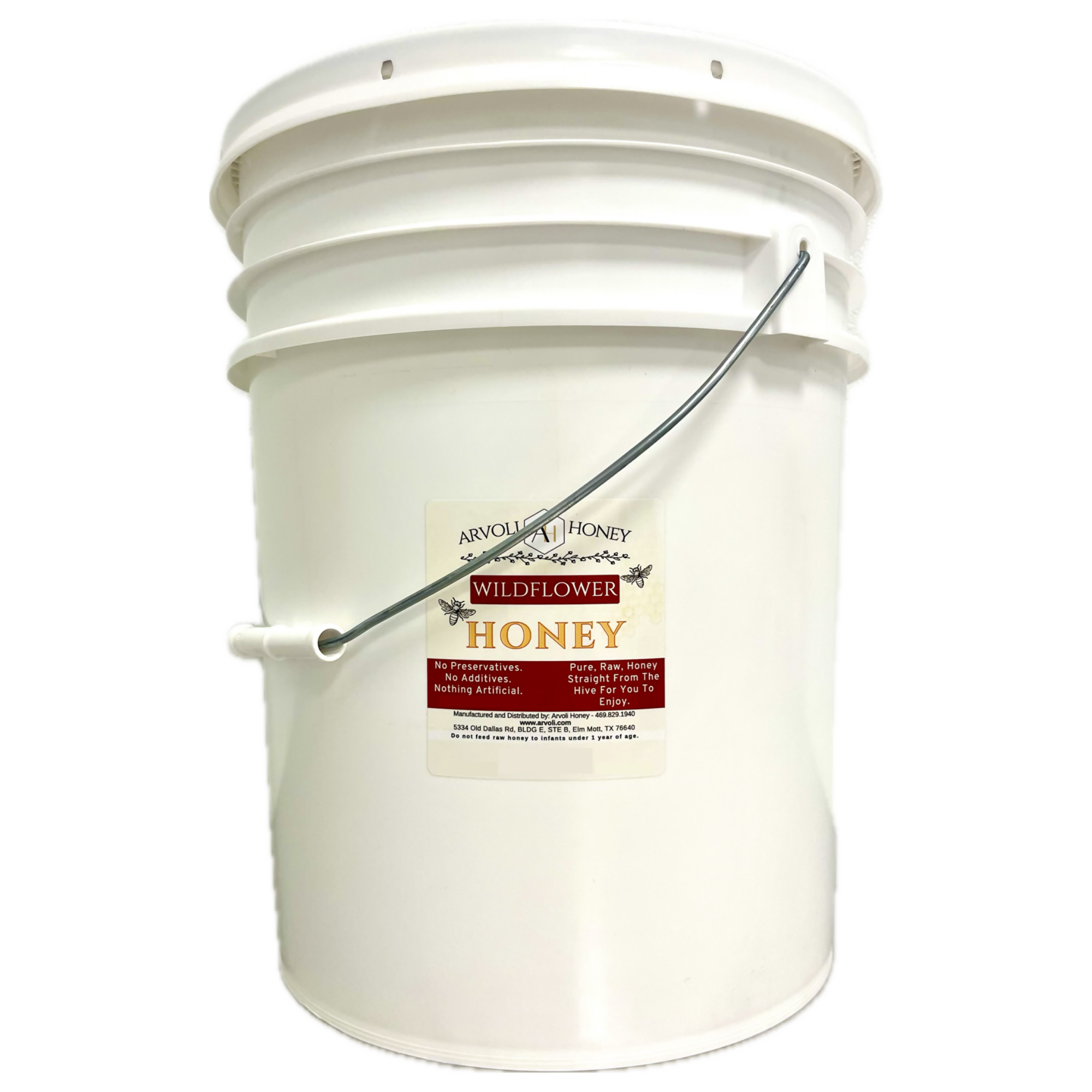 Arvoli Raw & Unfiltered Pure Wildflower Honey - 5 GALLONS of HONEY - 60 lbs - BULK HONEY by Farm2Me