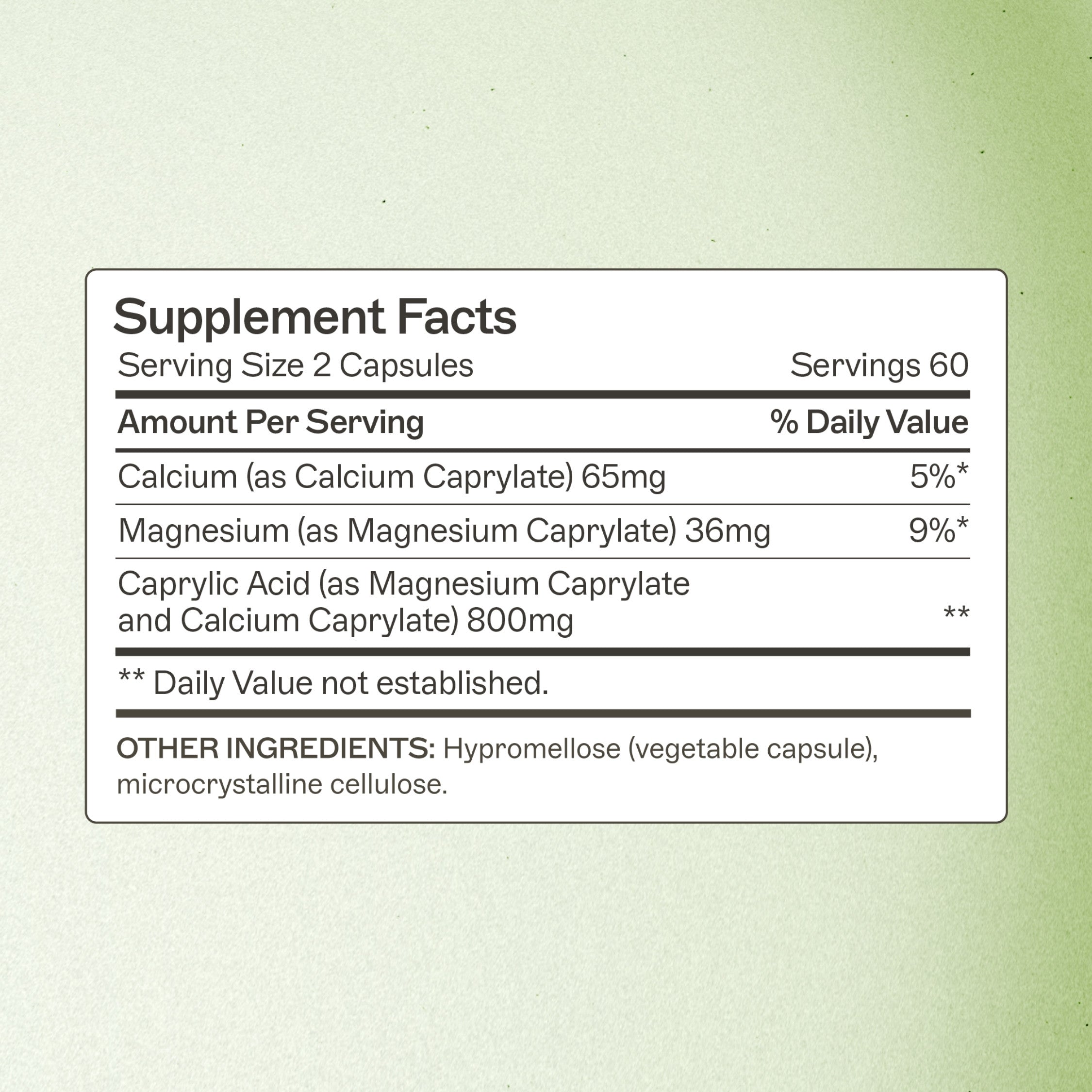 AMMD Caprylic Acid Supplement Facts Panel
