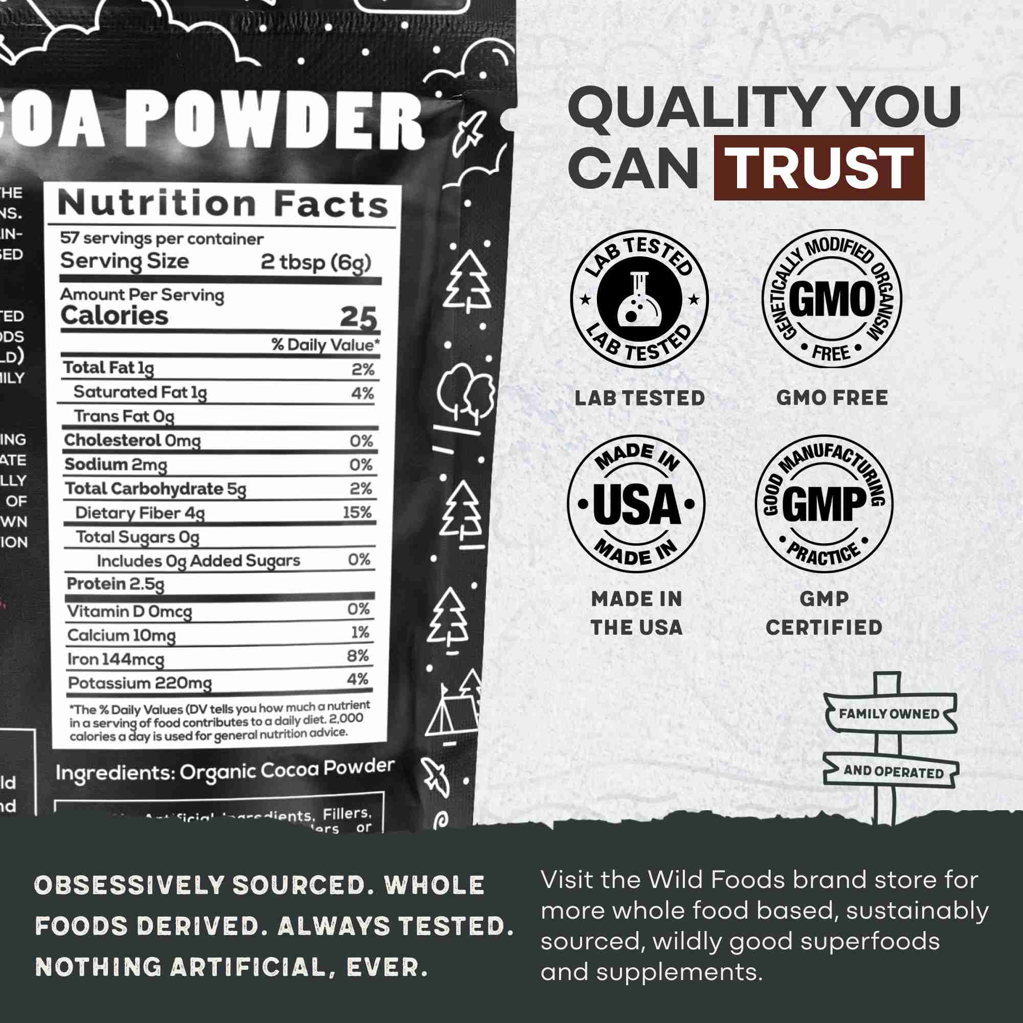 Cocoa Powder, 57 servings - Single-Origin Antioxidant by Wild Foods