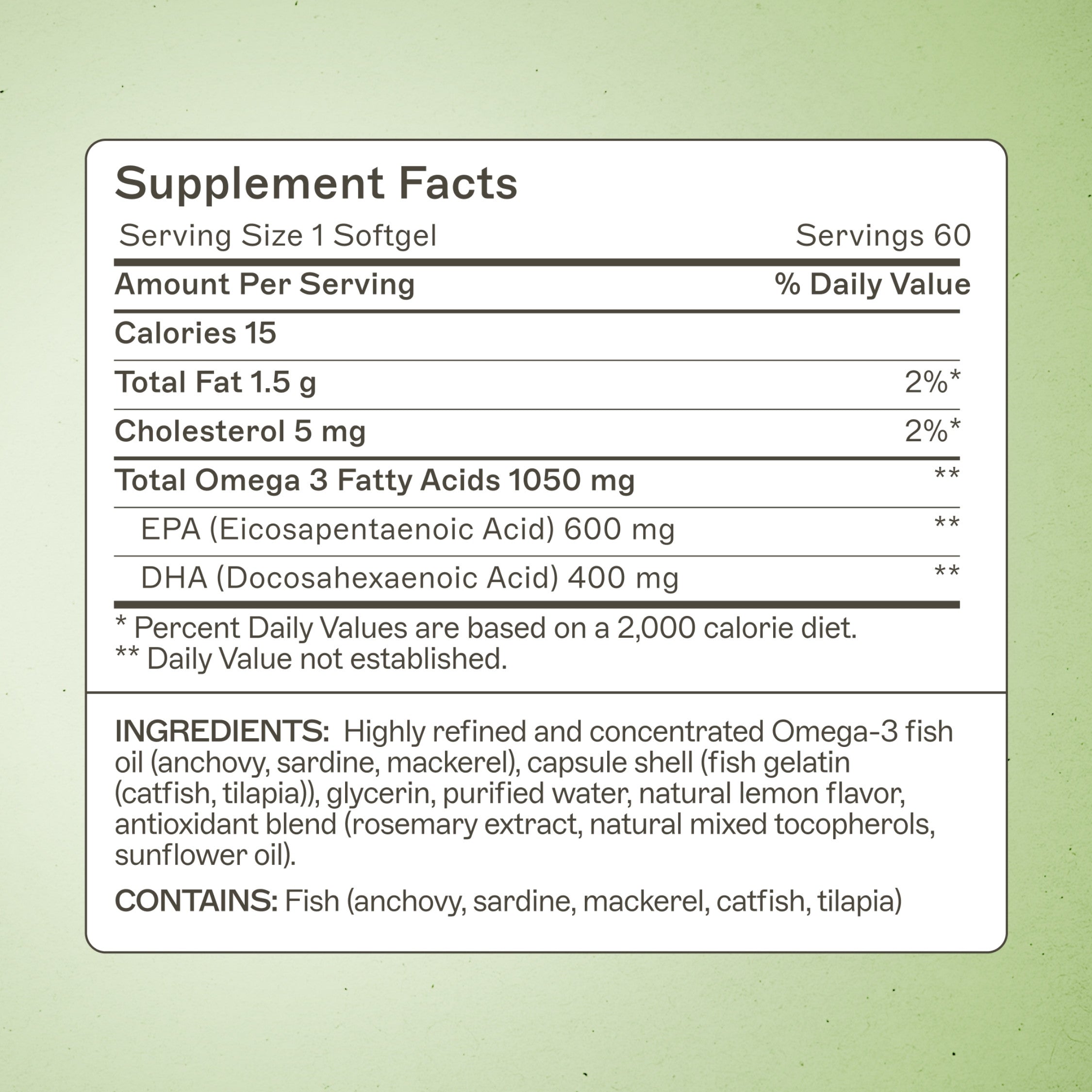 AMMD Complete Omega-3 Softgels Supplements Facts Panel.