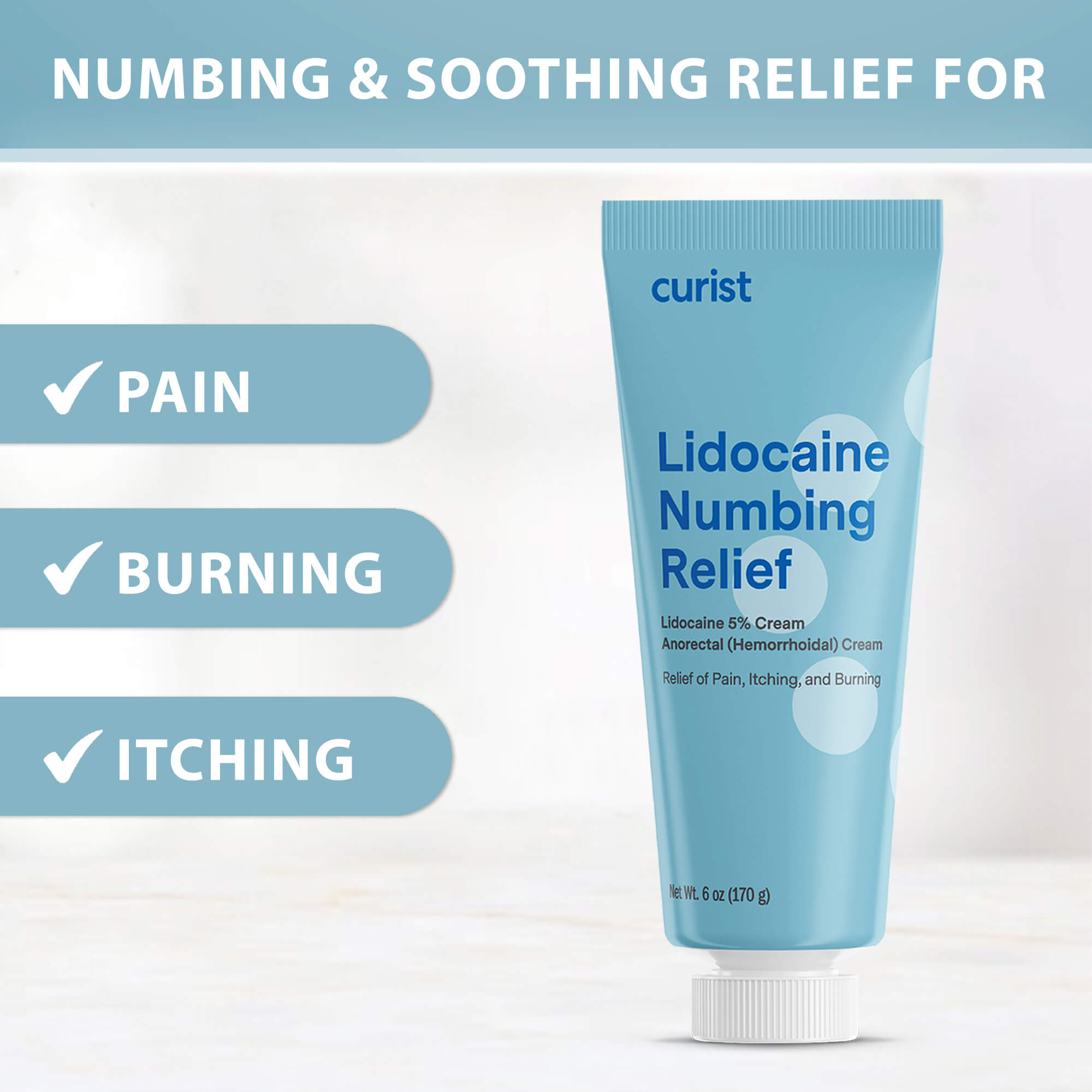 image of lidocaine cream tube for numbing and soothing relief