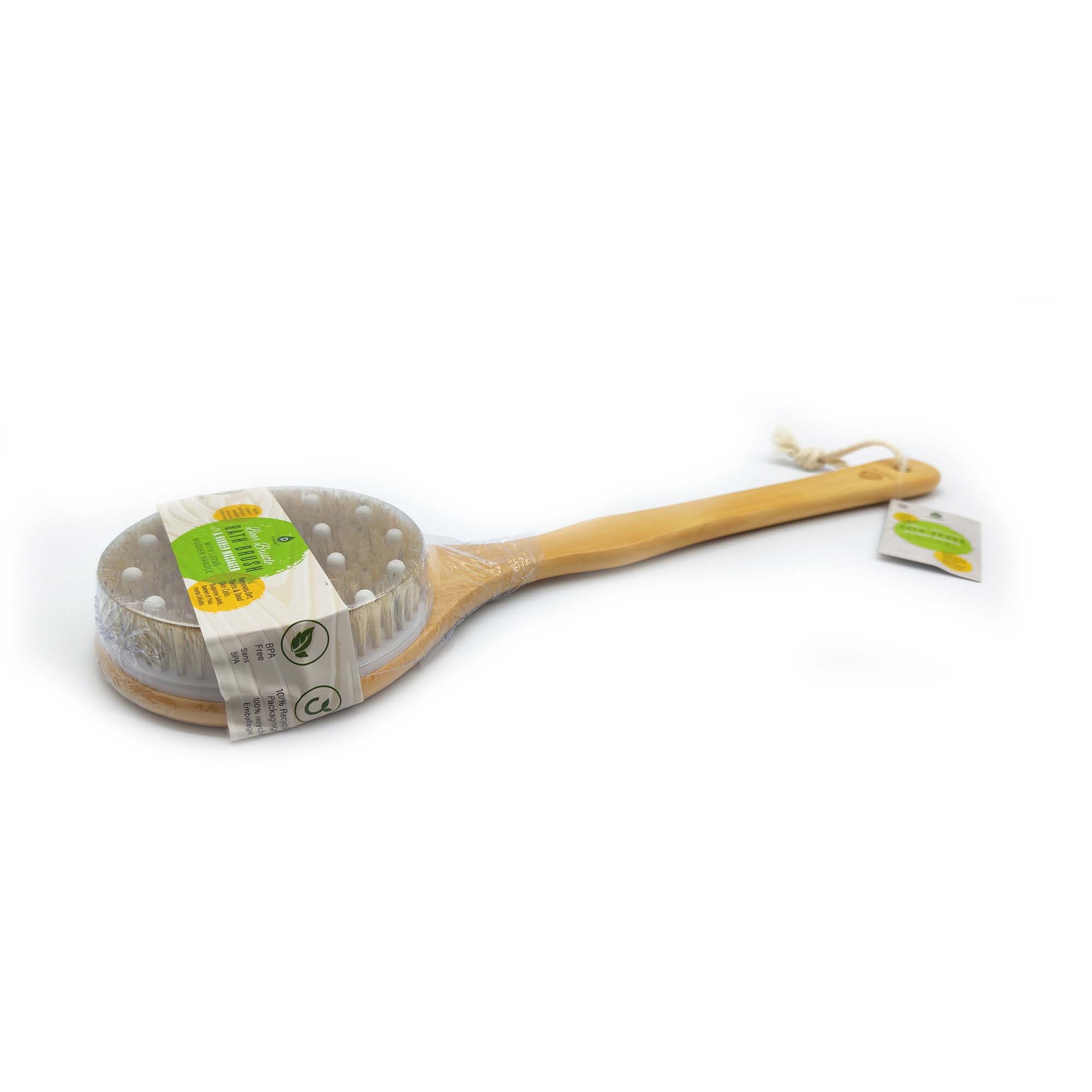 Boar Bristle & Rubber Massager with Lotus Wooden Handle by Pursonic