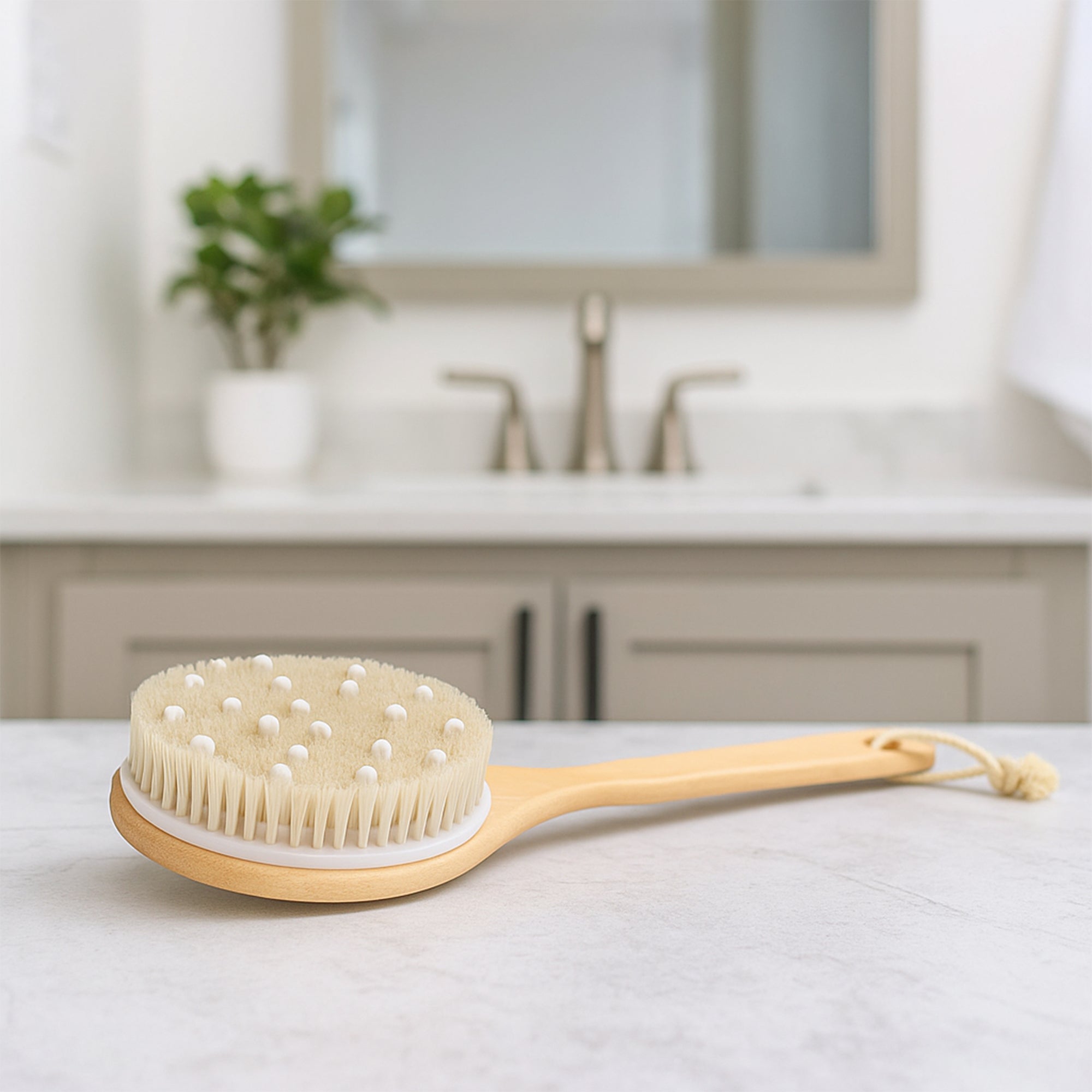 Boar Bristle & Rubber Massager with Lotus Wooden Handle by Pursonic