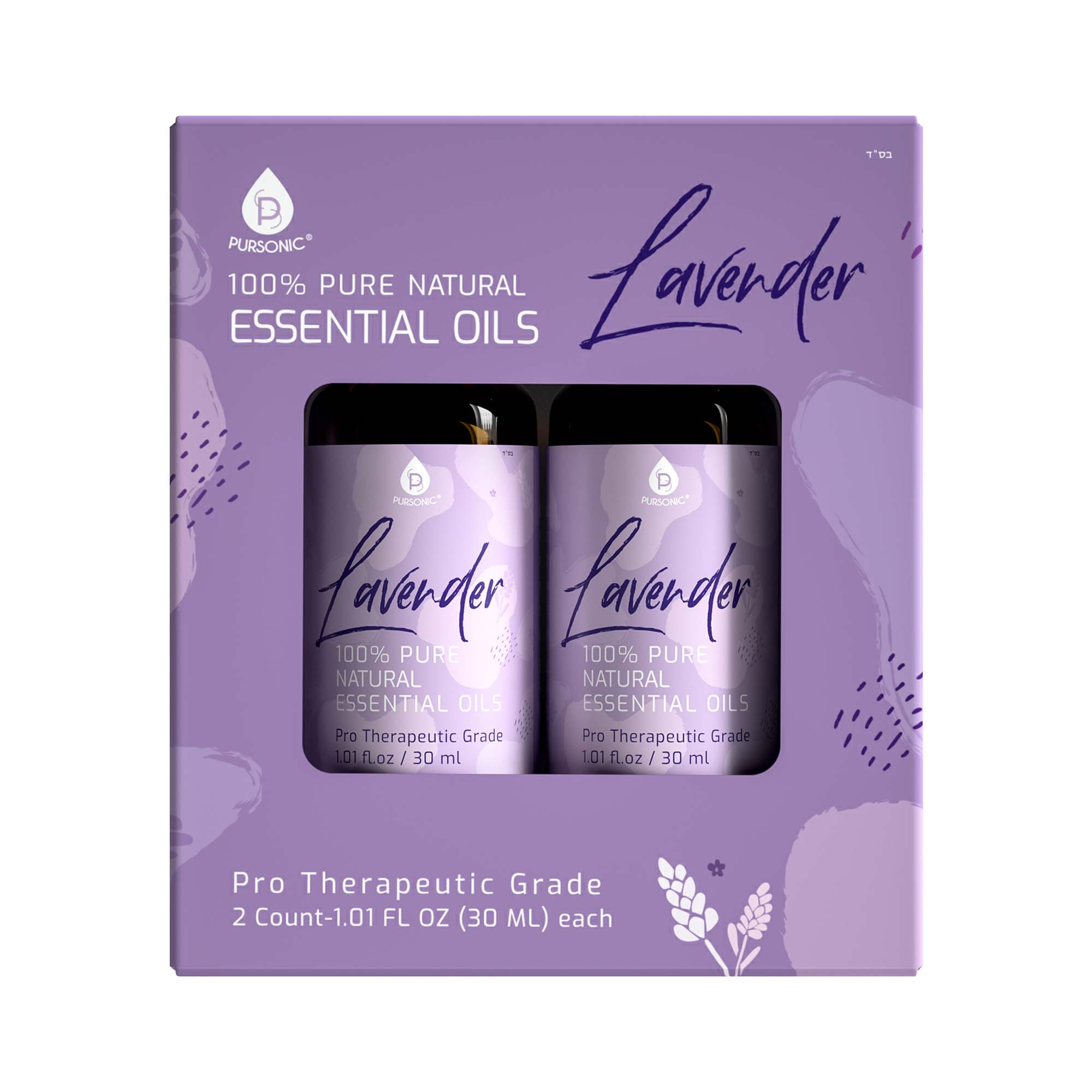 Pursonic 100% Natural Lavender Essential Oils, Pro Therapeutic Grade - 2 Count 30ML Each by Pursonic