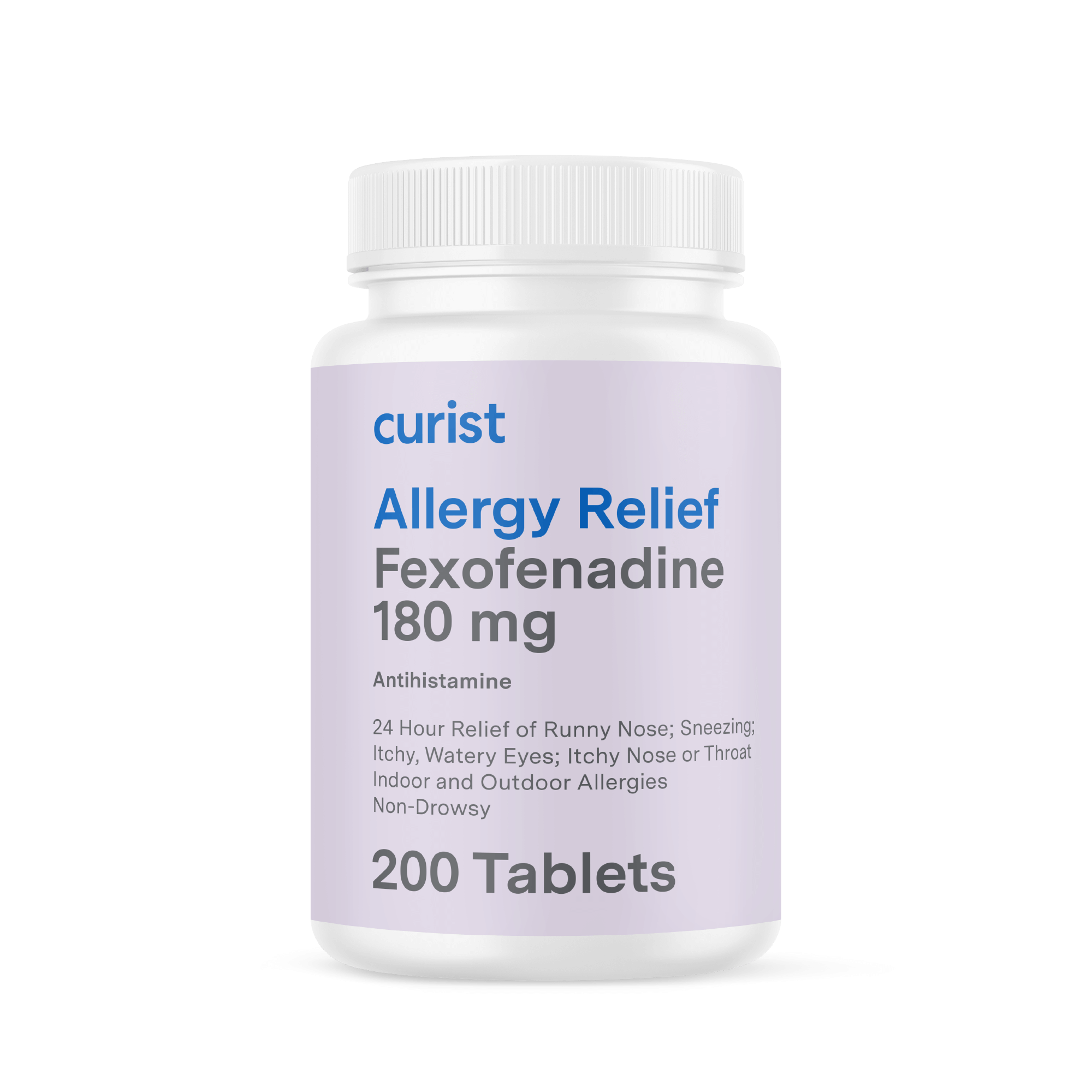 curist allergy relief fexofenadine 180 mg 200 tablets bottle