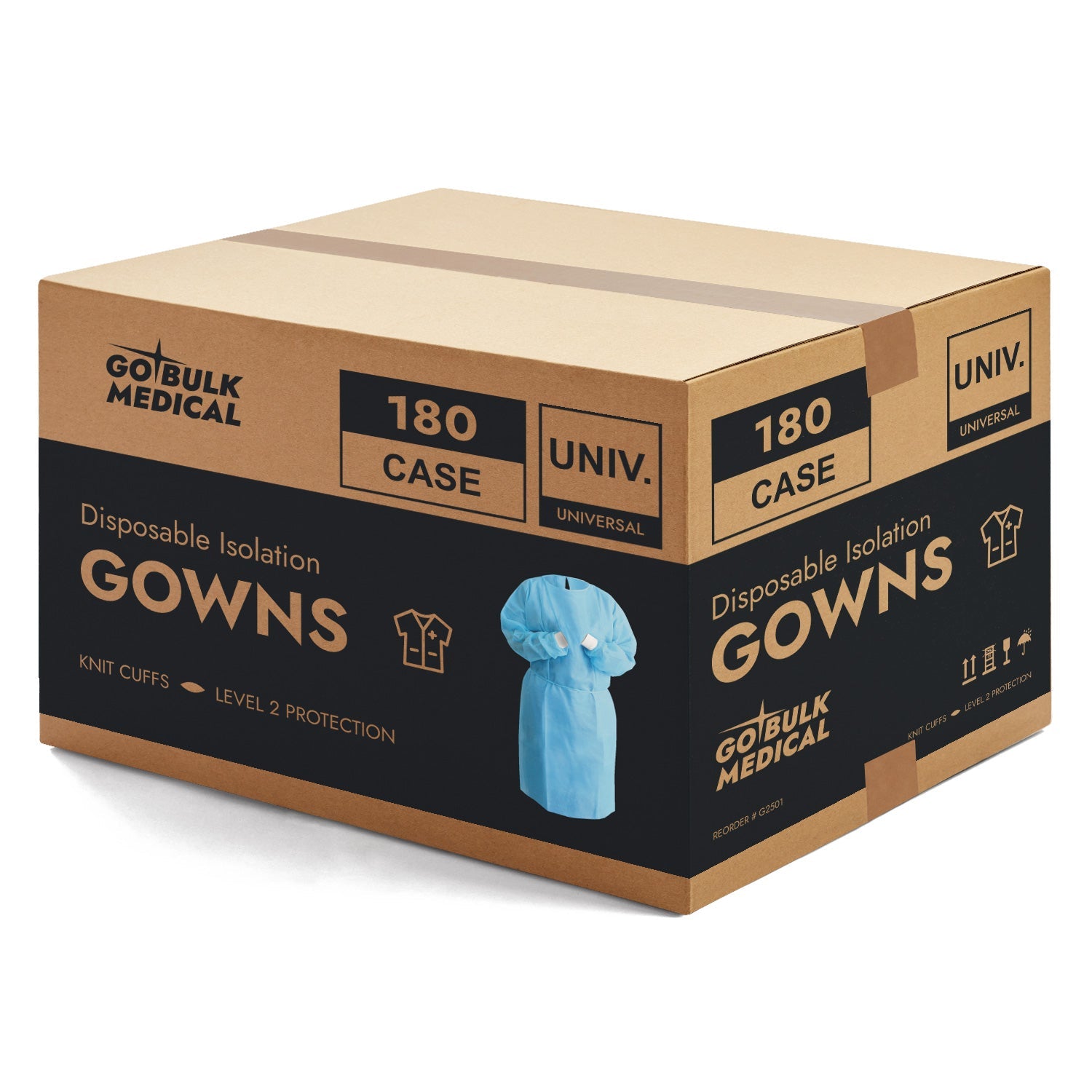 Pallet Disposable Isolation Gowns with Elastic Cuffs - 20 Cases (3,600 Gowns) Universal Size Level 2 SMS - Blue