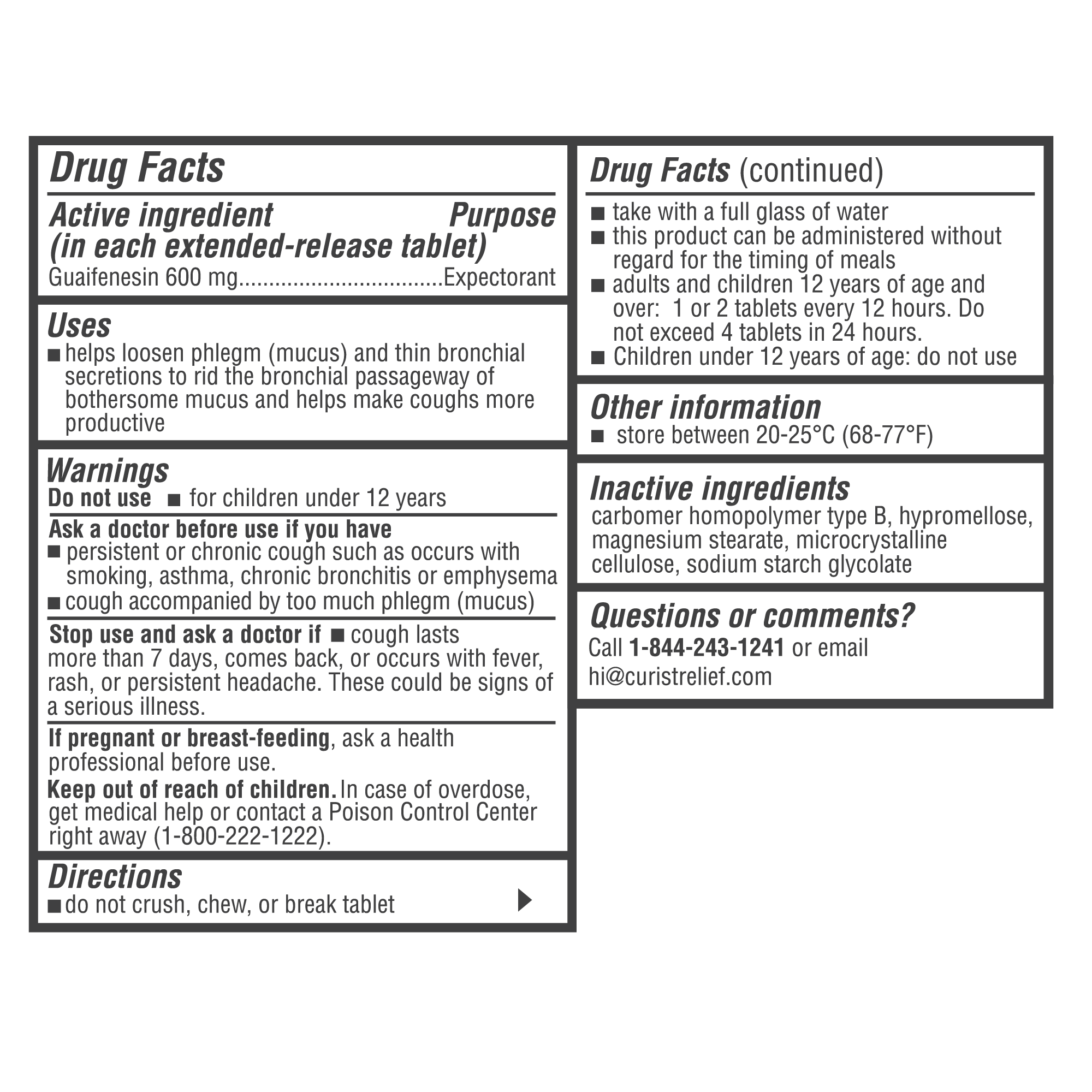 guaifenesin 600 mg drug facts