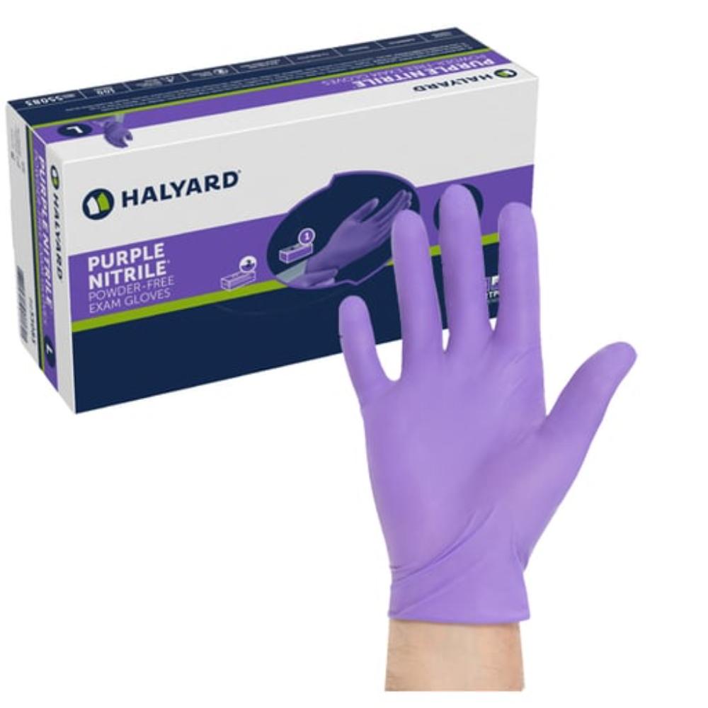 Halyard 1000ct Purple Nitrile Exam Gloves Non-Sterile Powder-Free 5.9 Mil, 9.5" Purple