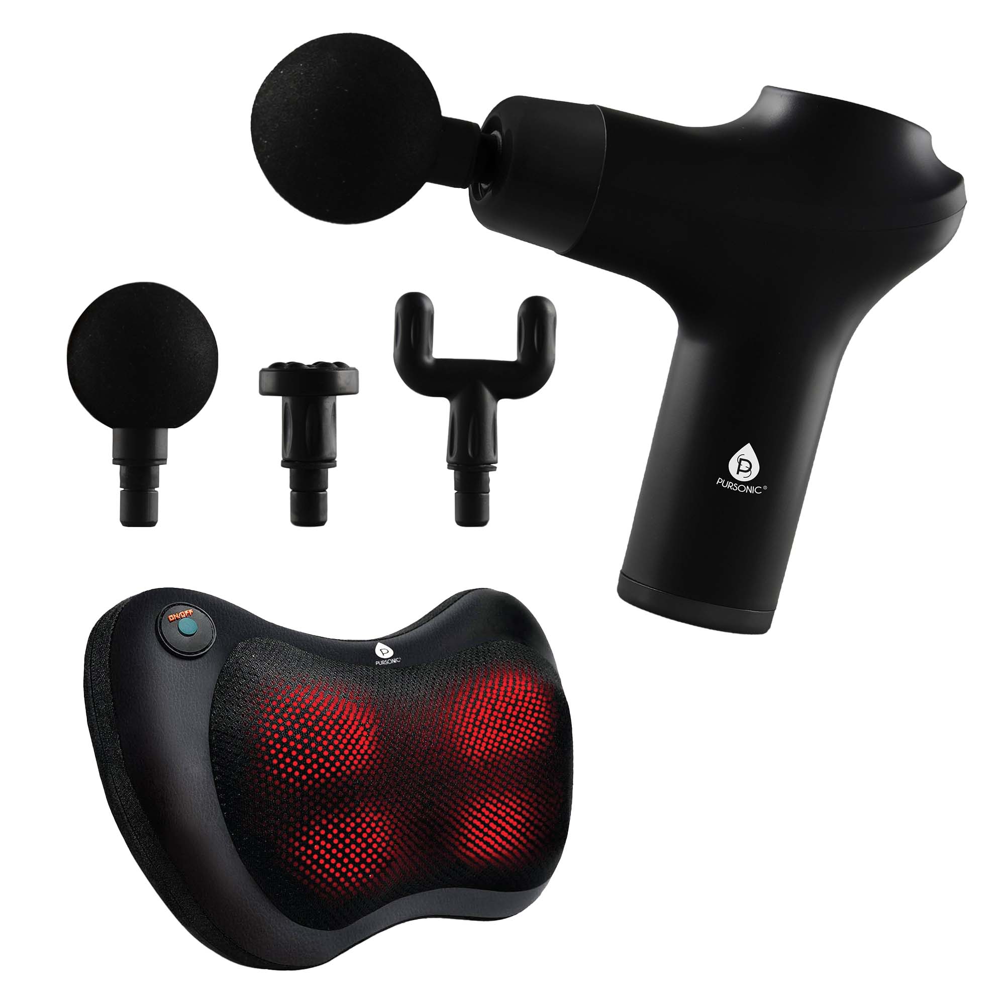 Ultimate Massage Therapy Bundle: 3-Speed Gun & Shiatsu Massager by Pursonic