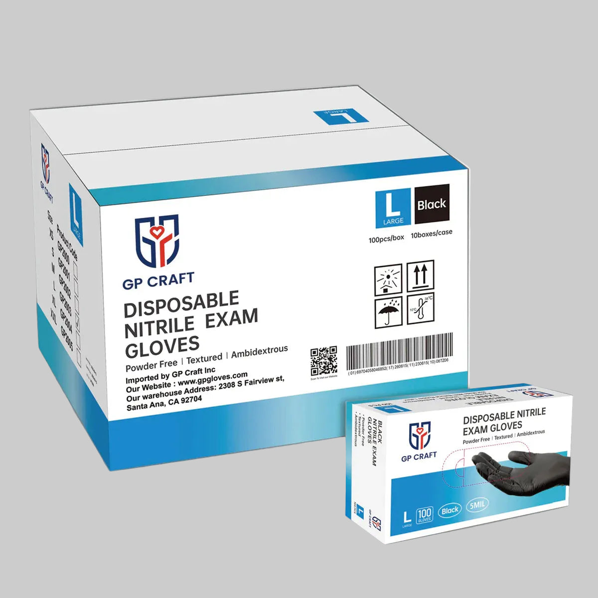 4mil Black and 4mil Pink Disposable Exam Nitrile Gloves 1,000pcs per Case