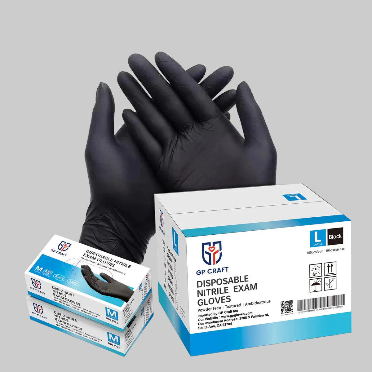 4mil Black and 4mil Pink Disposable Exam Nitrile Gloves 1,000pcs per Case