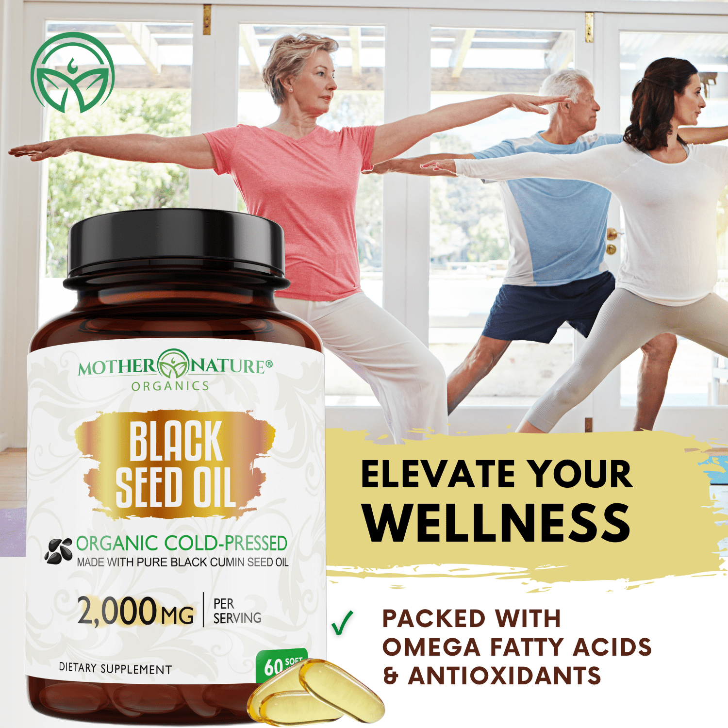 Black Seed Oil Capsules 2,000mg (Softgel) by Mother Nature Organics