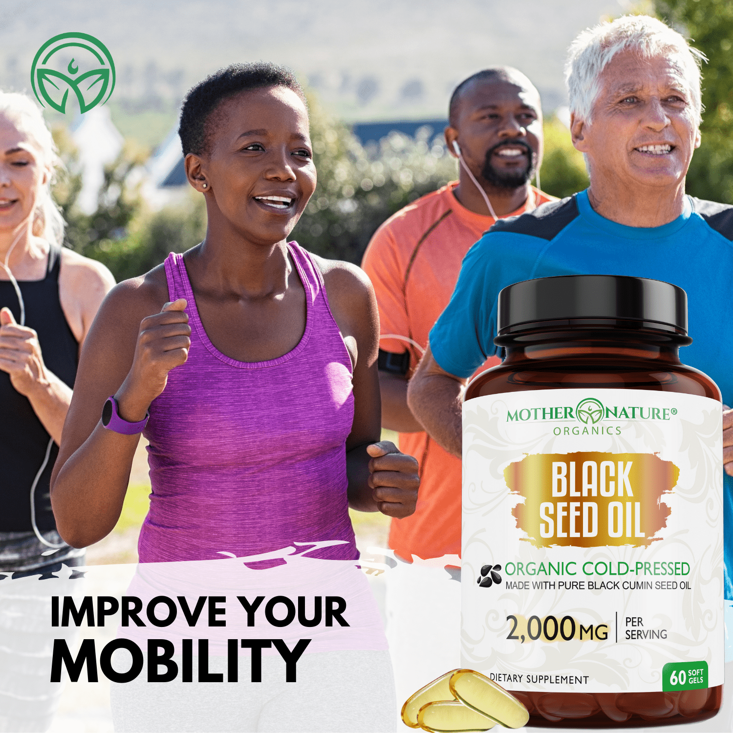 Black Seed Oil Capsules 2,000mg (Softgel) by Mother Nature Organics