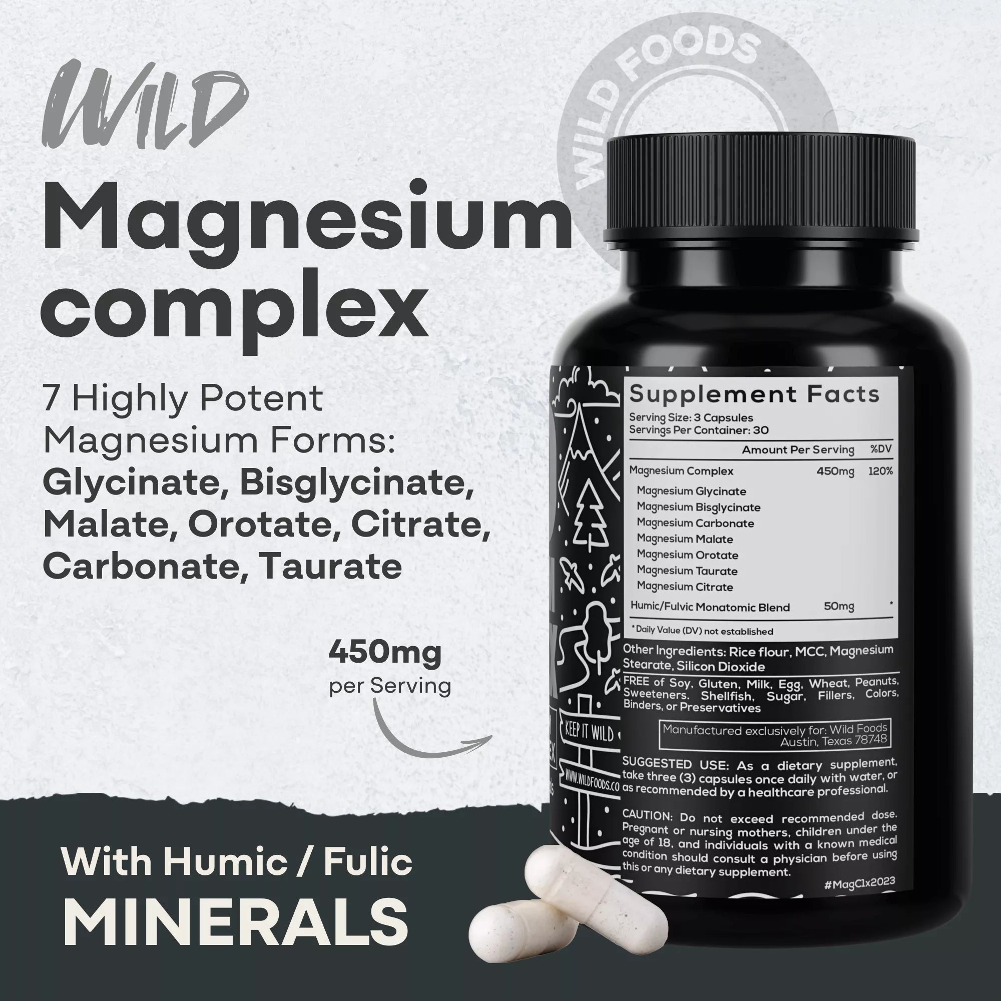 Magnesium Complex | 7-in-1 Complete Spectrum Formula by Wild Foods