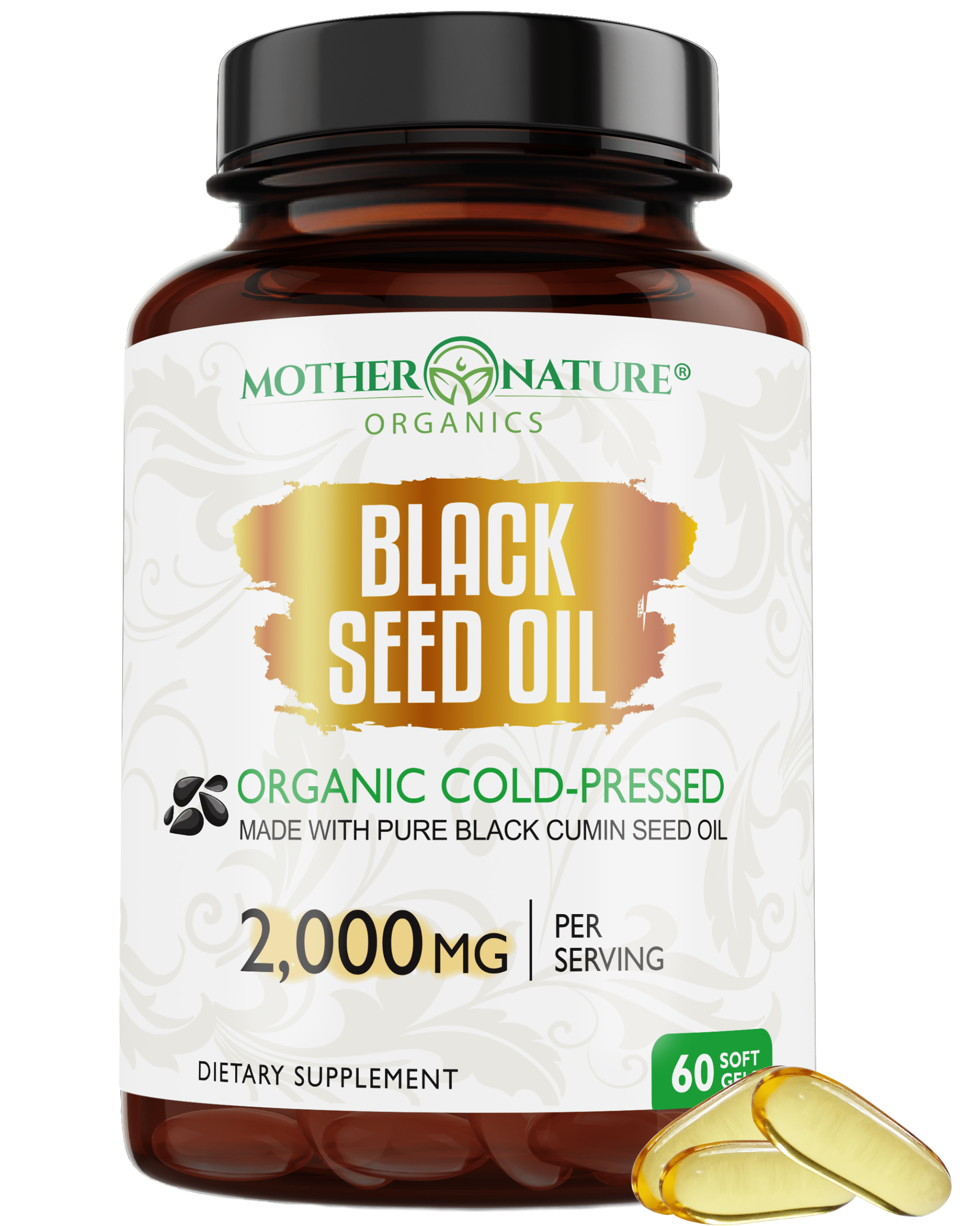 Black Seed Oil Capsules 2,000mg (Softgel) by Mother Nature Organics