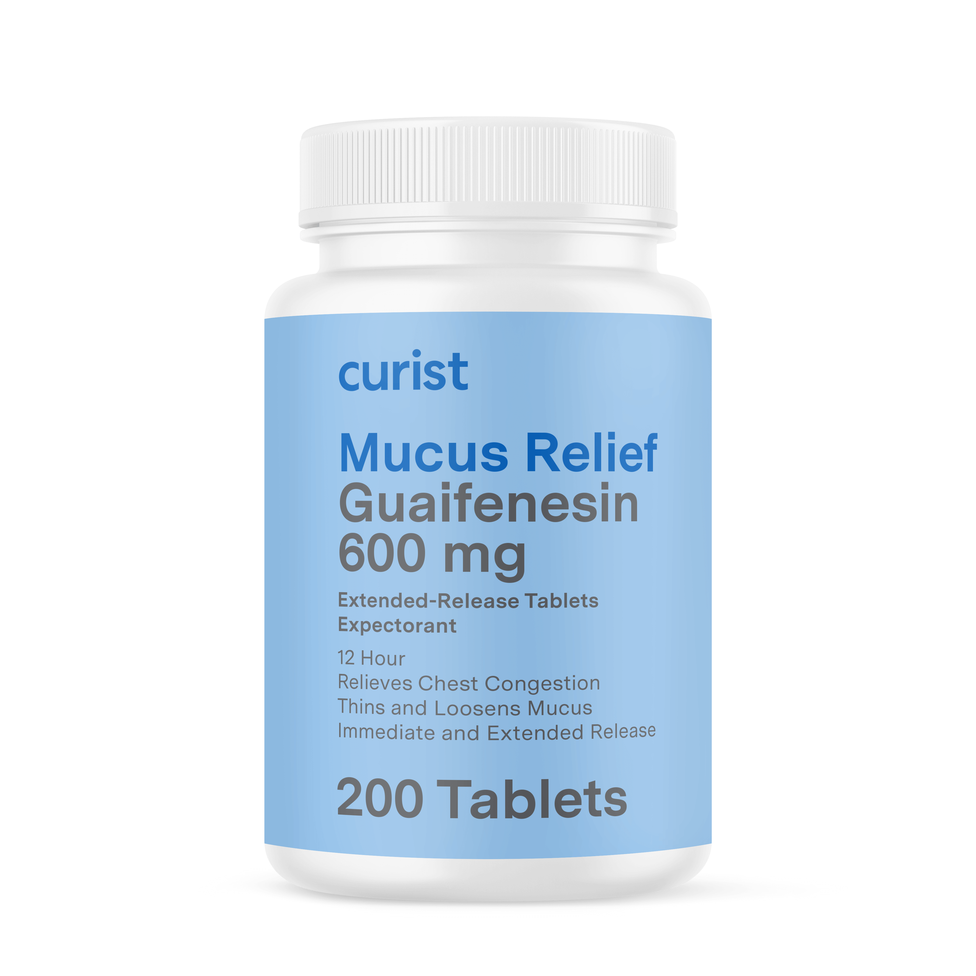 Curist Mucus Relief guaifenesin 600 mg label - extended-release tablets expectorant 200 tablets