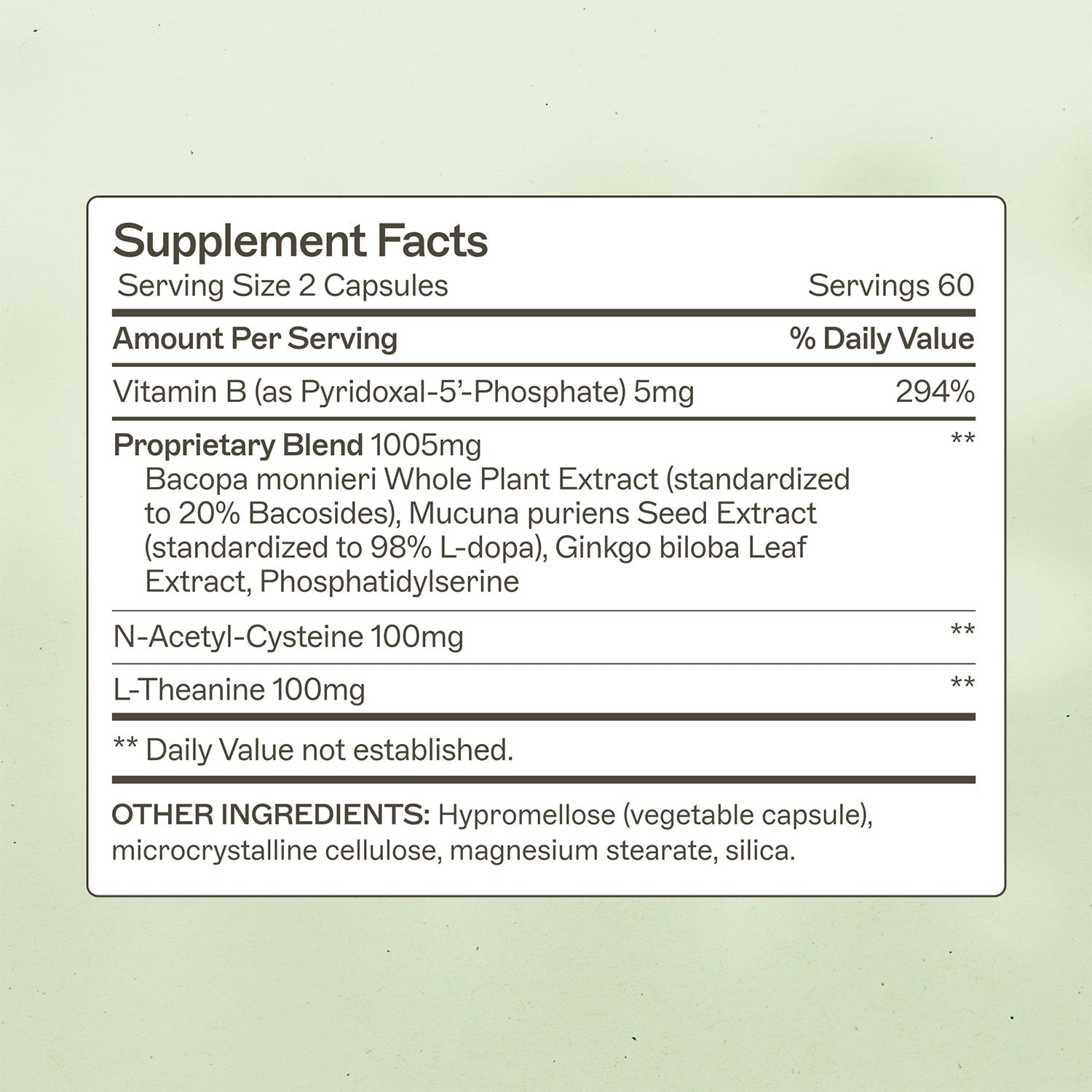 NeuroLive™ Supplement Facts Panel