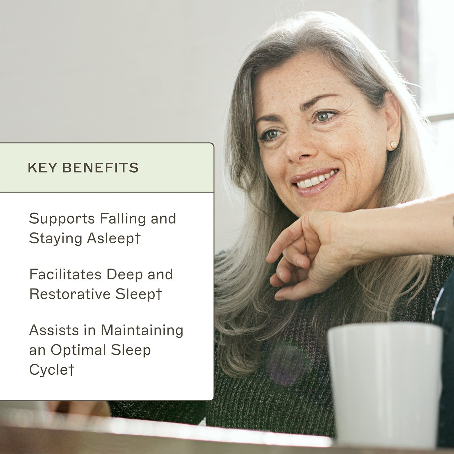 Rest and Restore™ key benefits. Supports falling and staying asleep†. Facilitates deep and restorative sleep†. Assists n maintaining an optimal sleep cycle†.