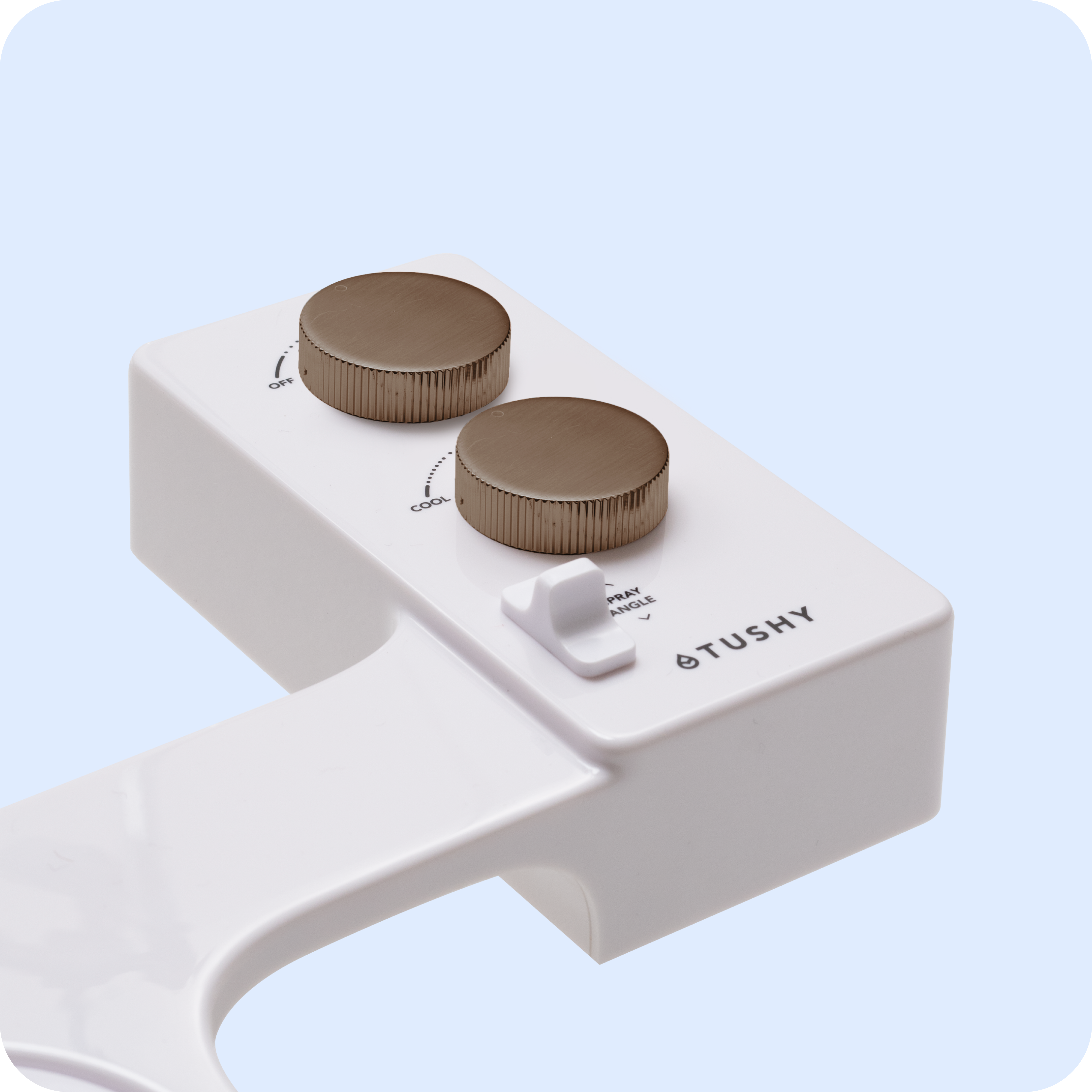 Tushy Spa in white with 2 bronze knobs