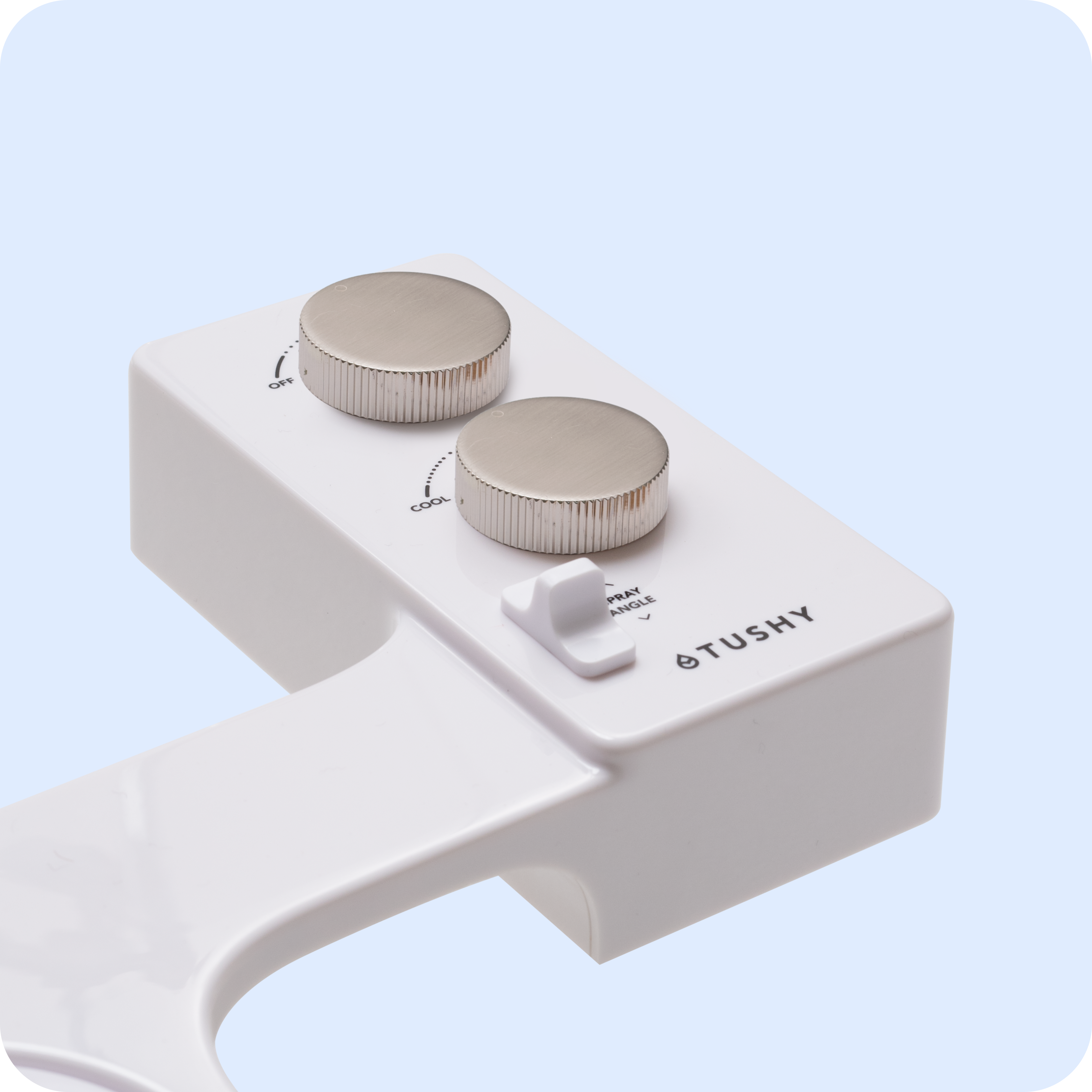 Tushy Spa in white with 2 platinum knobs