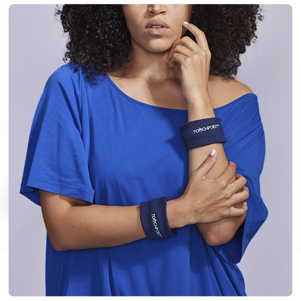 Woman with TouchPoints Zippered Sweatbands
